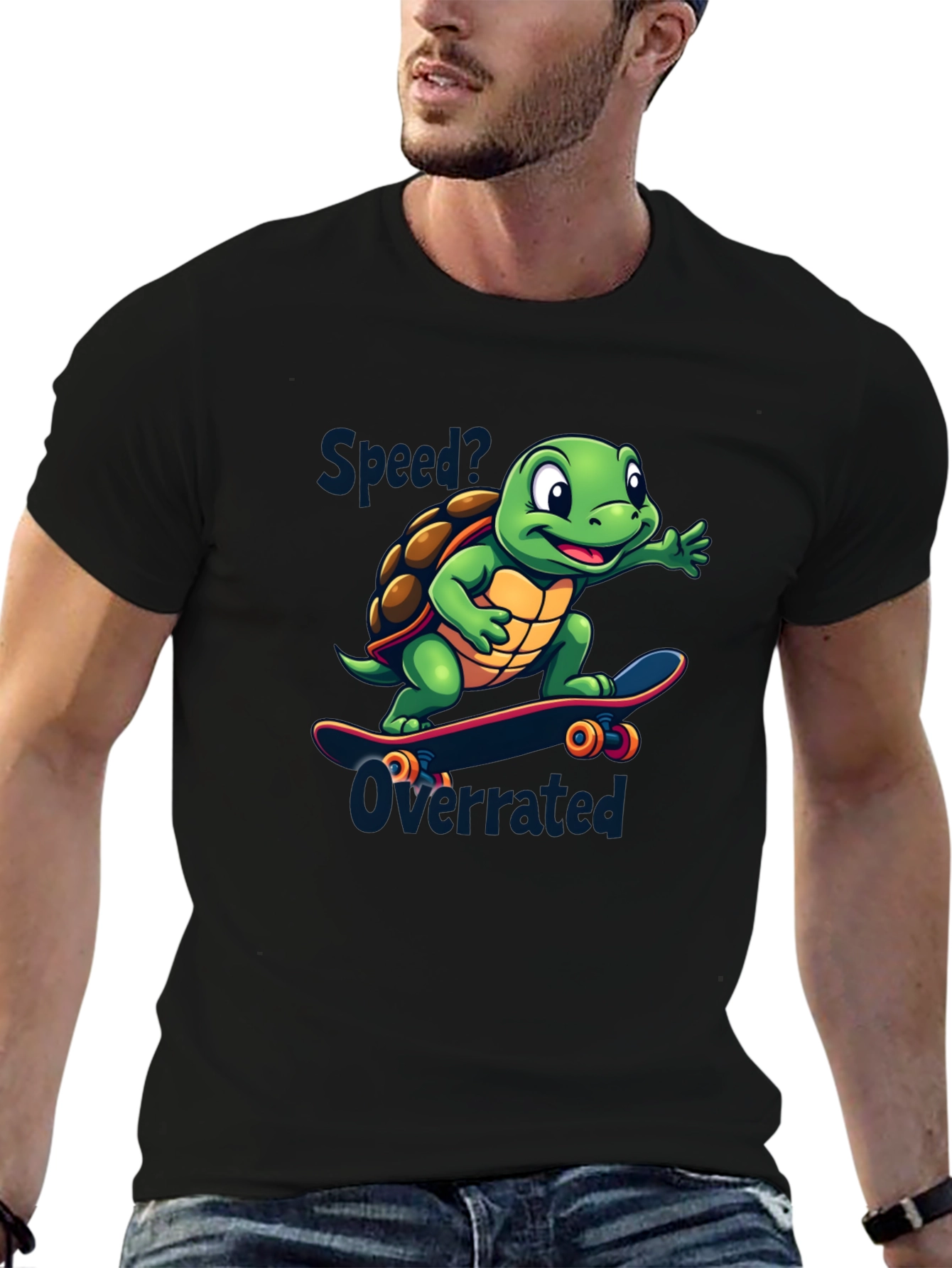 Skateboarding Turtle Graphic Tee - Speed Overrated