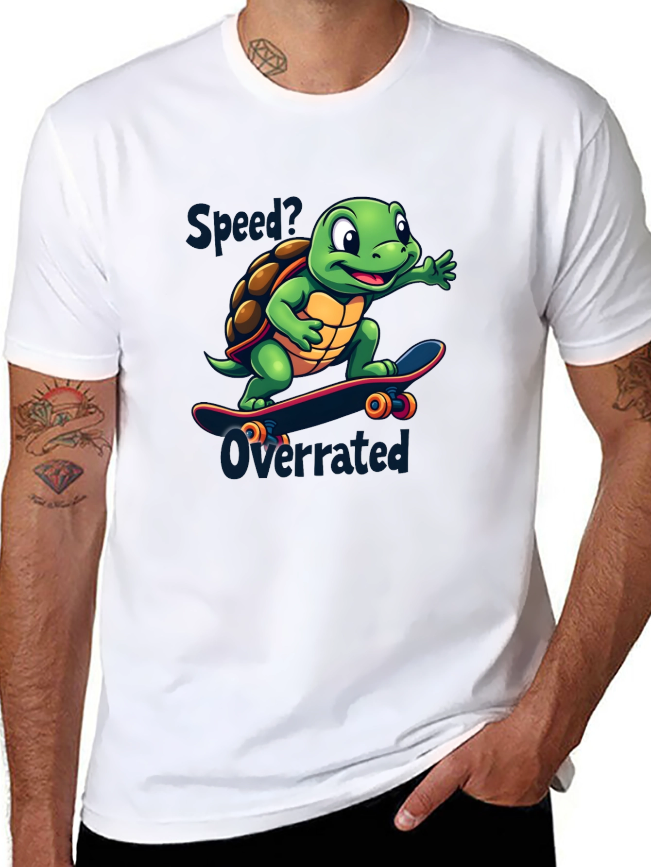 Skateboarding Turtle Graphic Tee - Speed Overrated