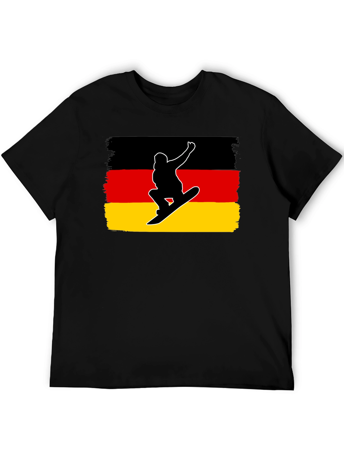 Germany Flag Snowboarder Black T-Shirt