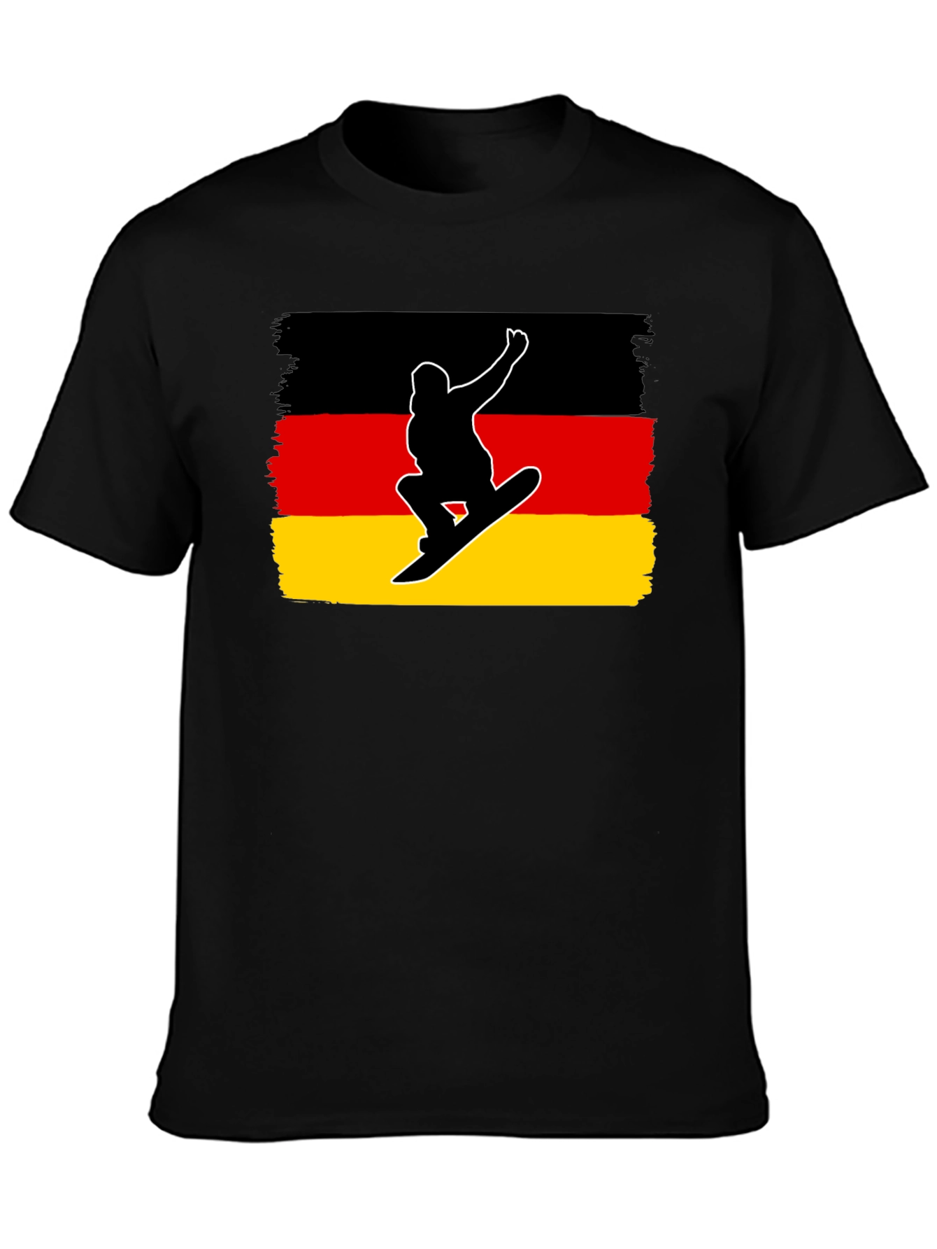 Germany Flag Snowboarder Black T-Shirt