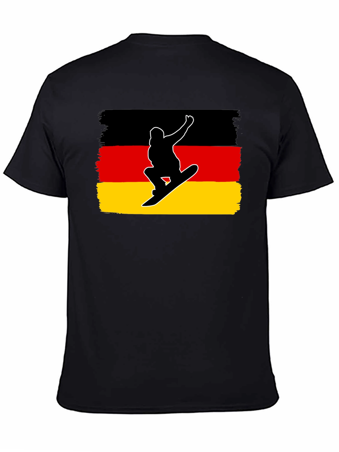 Germany Flag Snowboarder Black T-Shirt