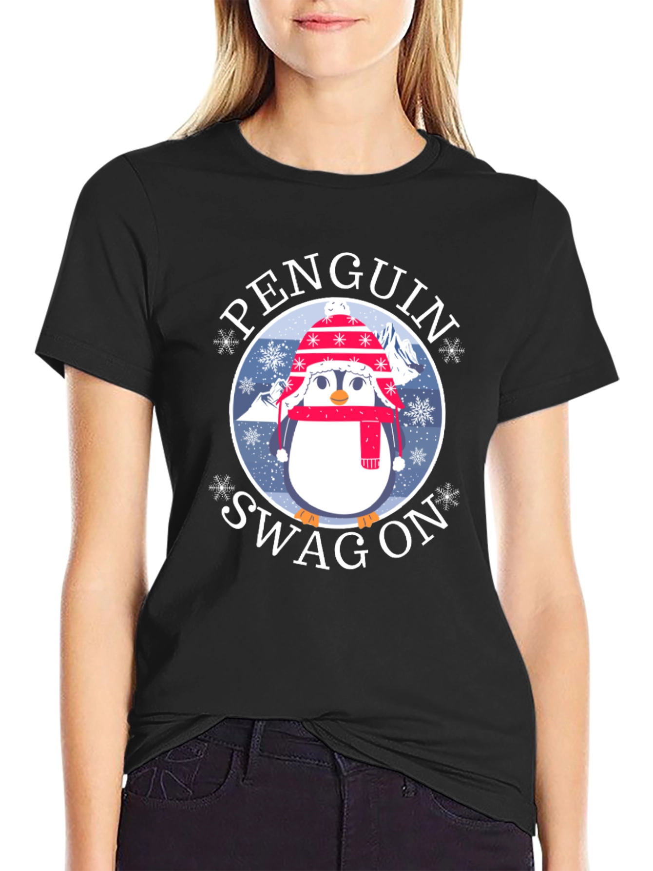 Penguin Swag On Graphic Tee - Winter Fun