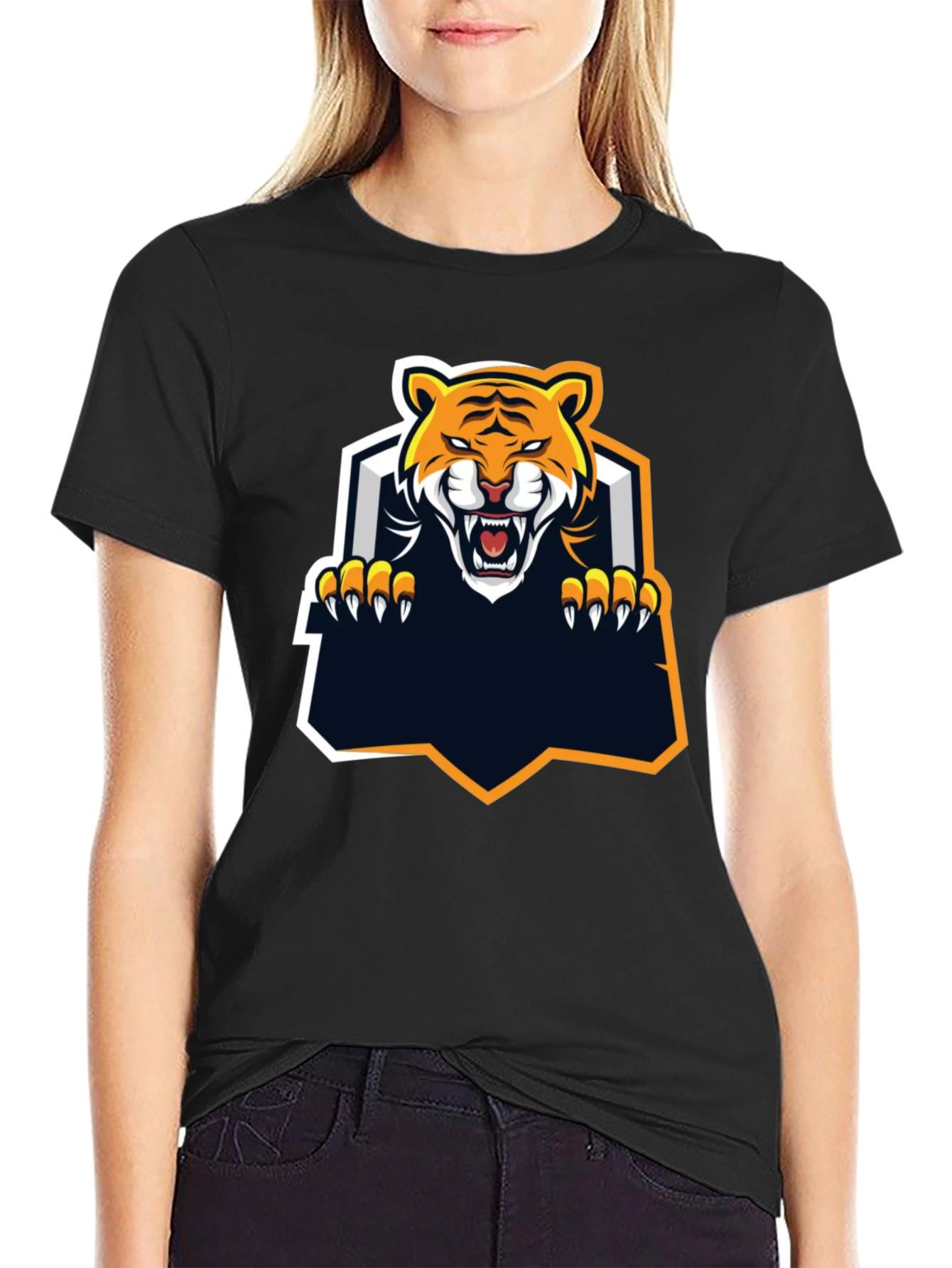 Cool Tiger Graphic Print Black T-Shirt
