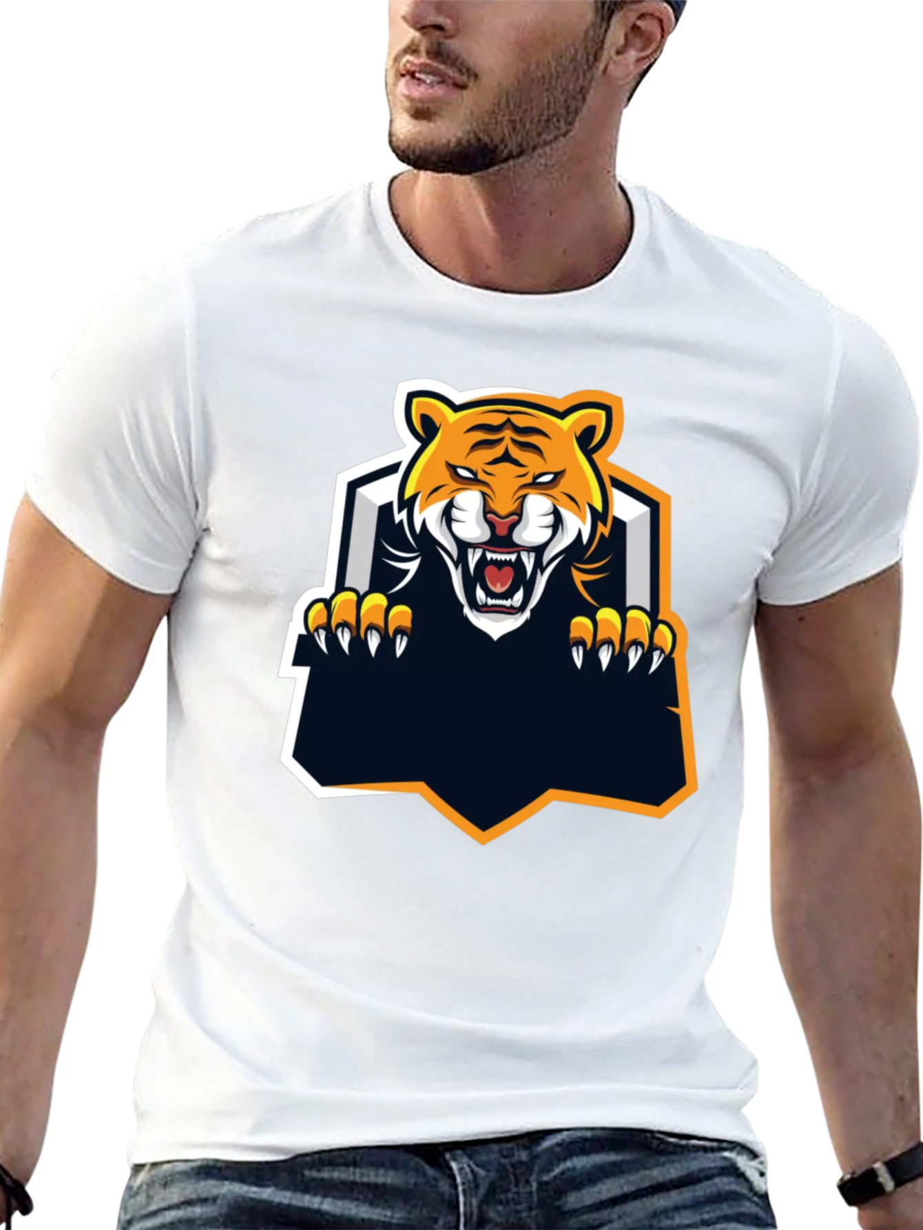 Cool Tiger Graphic Print Black T-Shirt