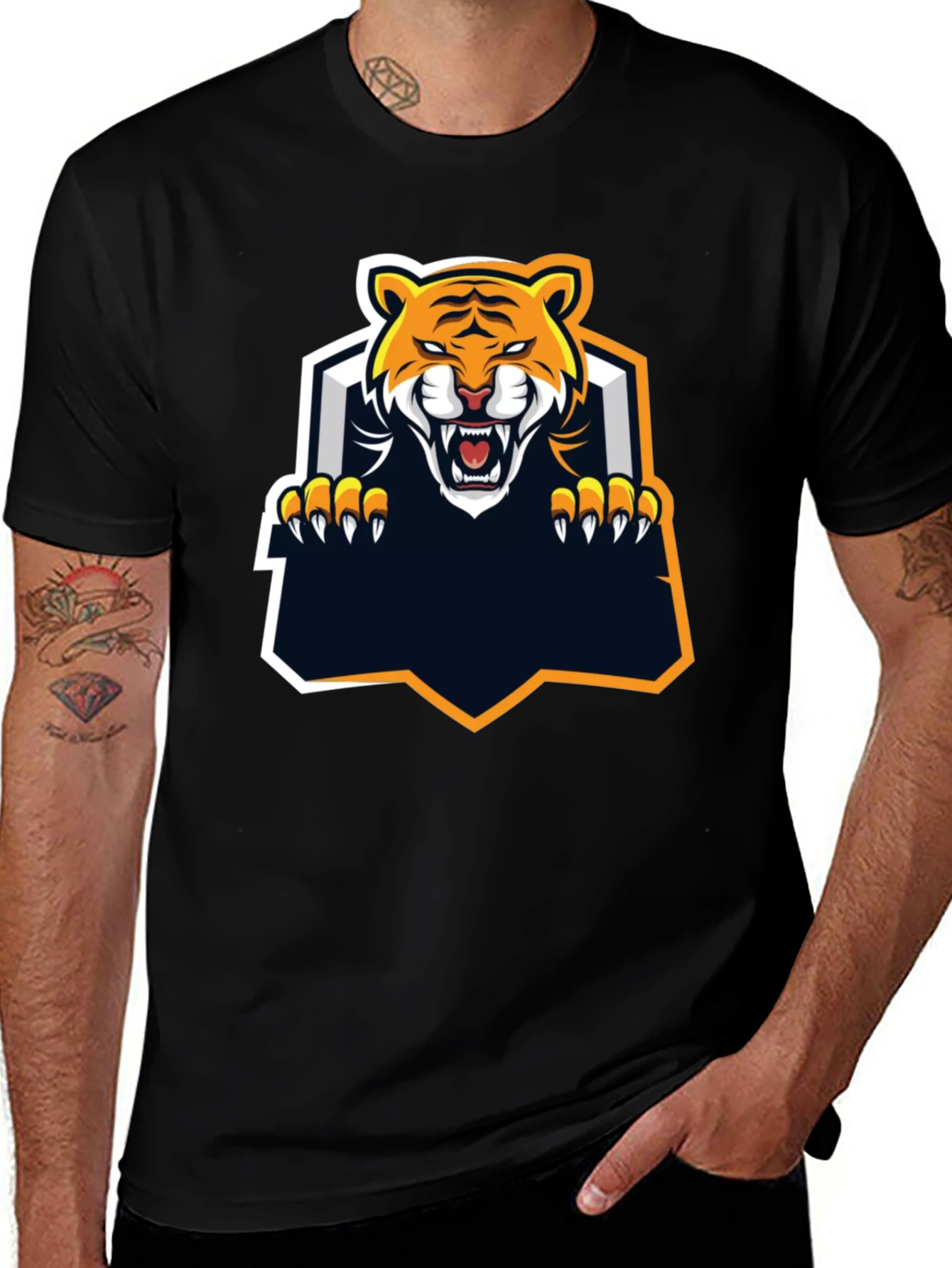 Cool Tiger Graphic Print Black T-Shirt