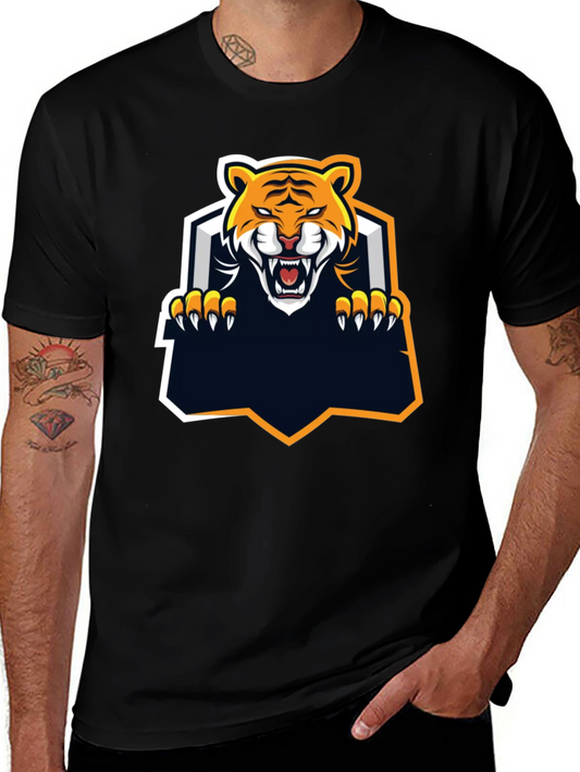 Cool Tiger Graphic Print Black T-Shirt