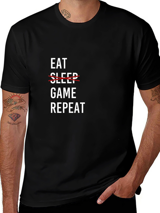 Eat Game Repeat Graphic Tee - Gamer Lifestyle T-Shirt