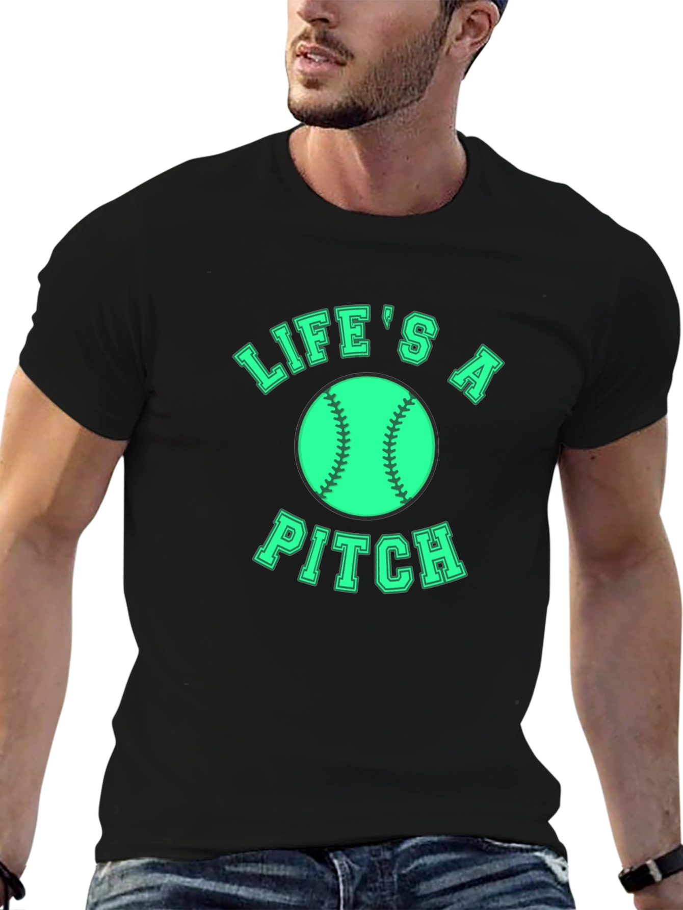 Lifes a Pitch Graphic Tee - Baseball Fan Apparel