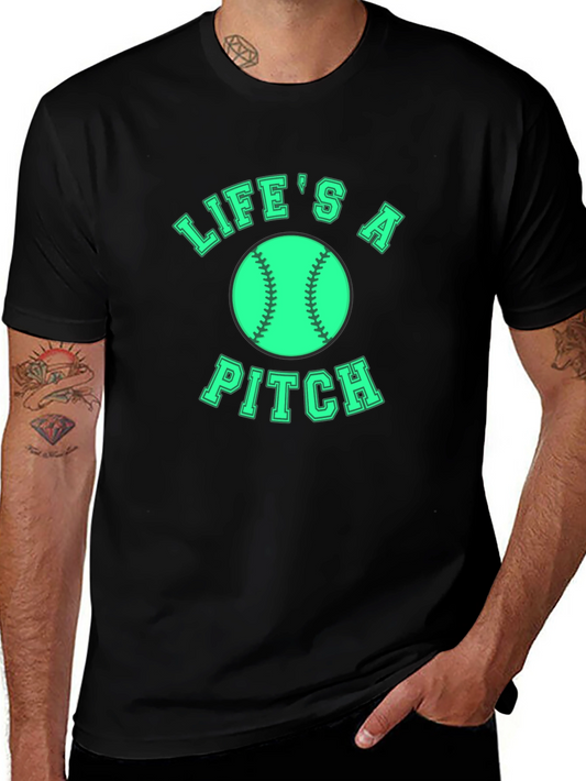 Lifes a Pitch Graphic Tee - Baseball Fan Apparel