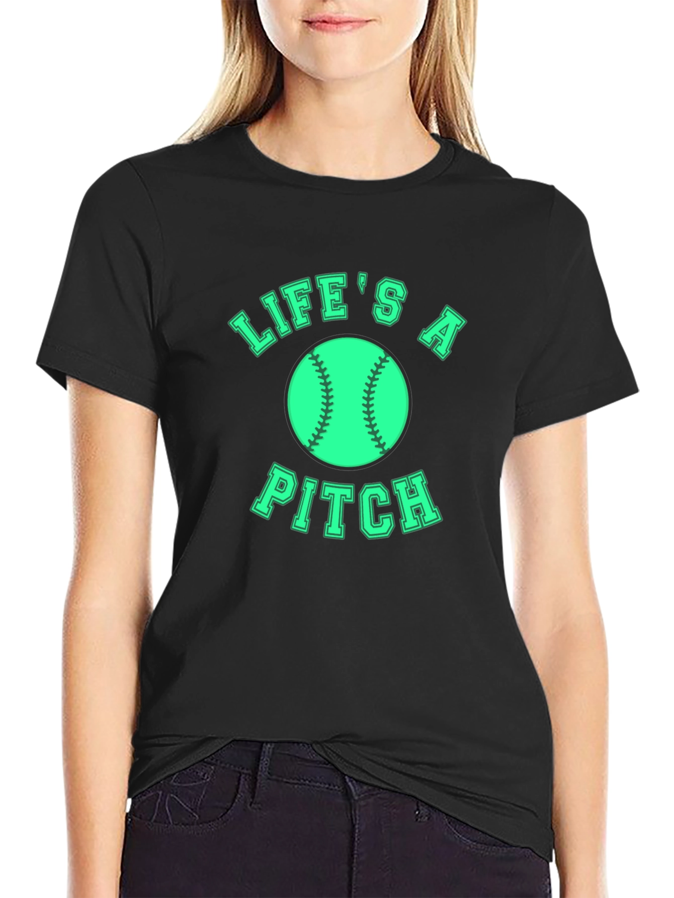Lifes a Pitch Graphic Tee - Baseball Fan Apparel