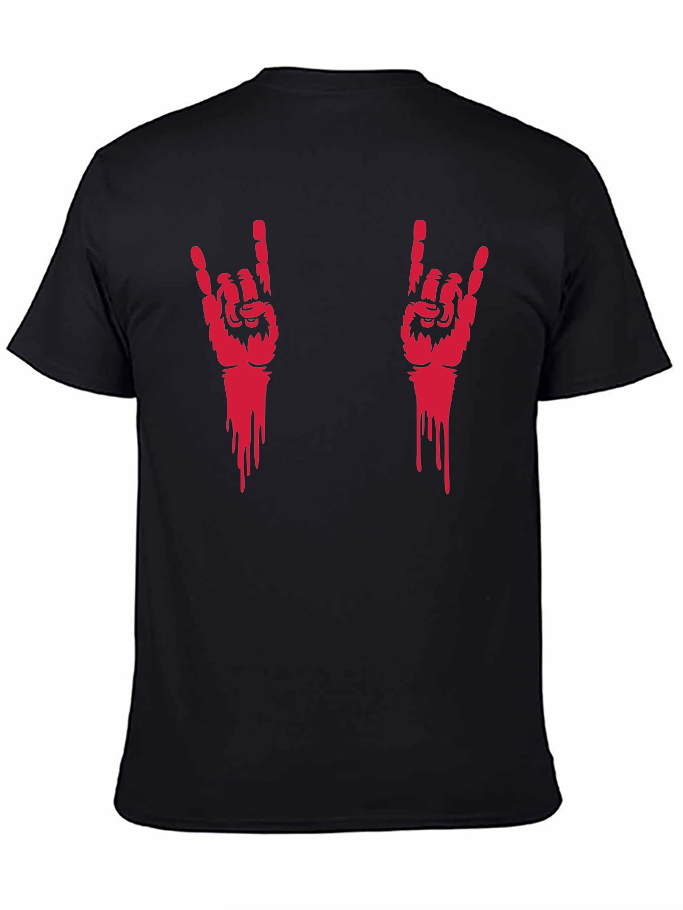 Rock On Hand Gesture Graphic Tee - Black