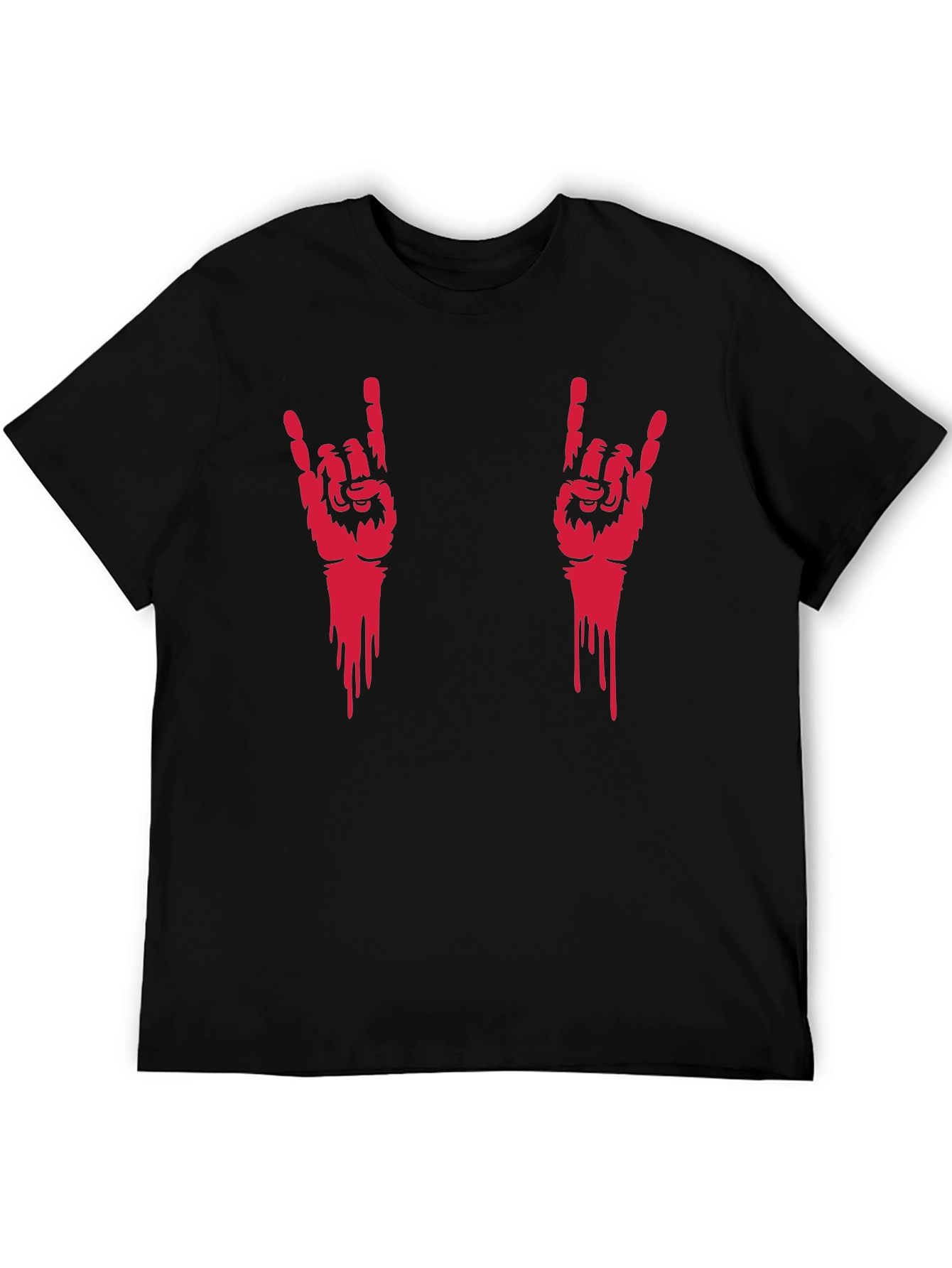 Rock On Hand Gesture Graphic Tee - Black