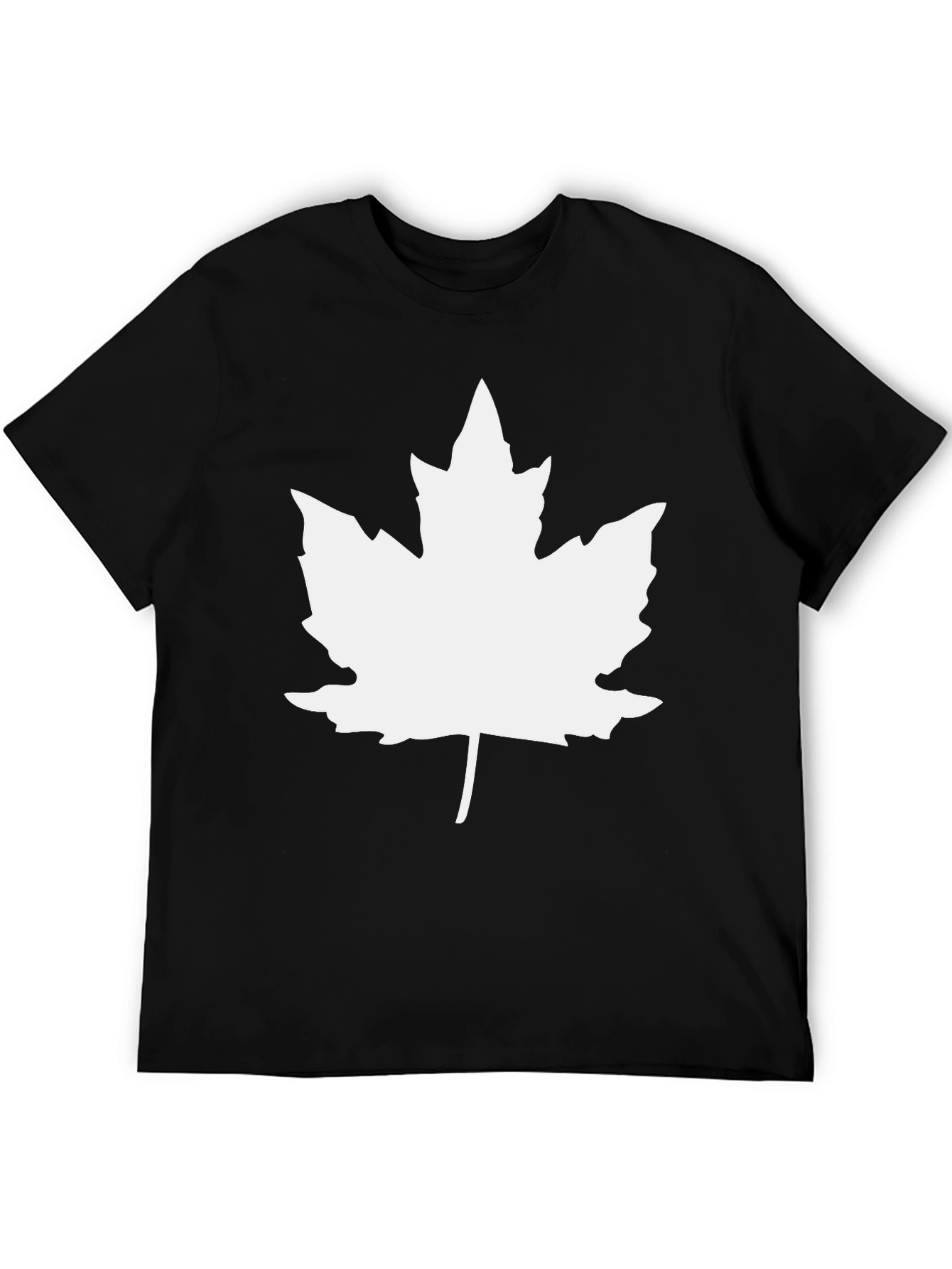 Maple Leaf Graphic Tee - Black Cotton Casual Shirt