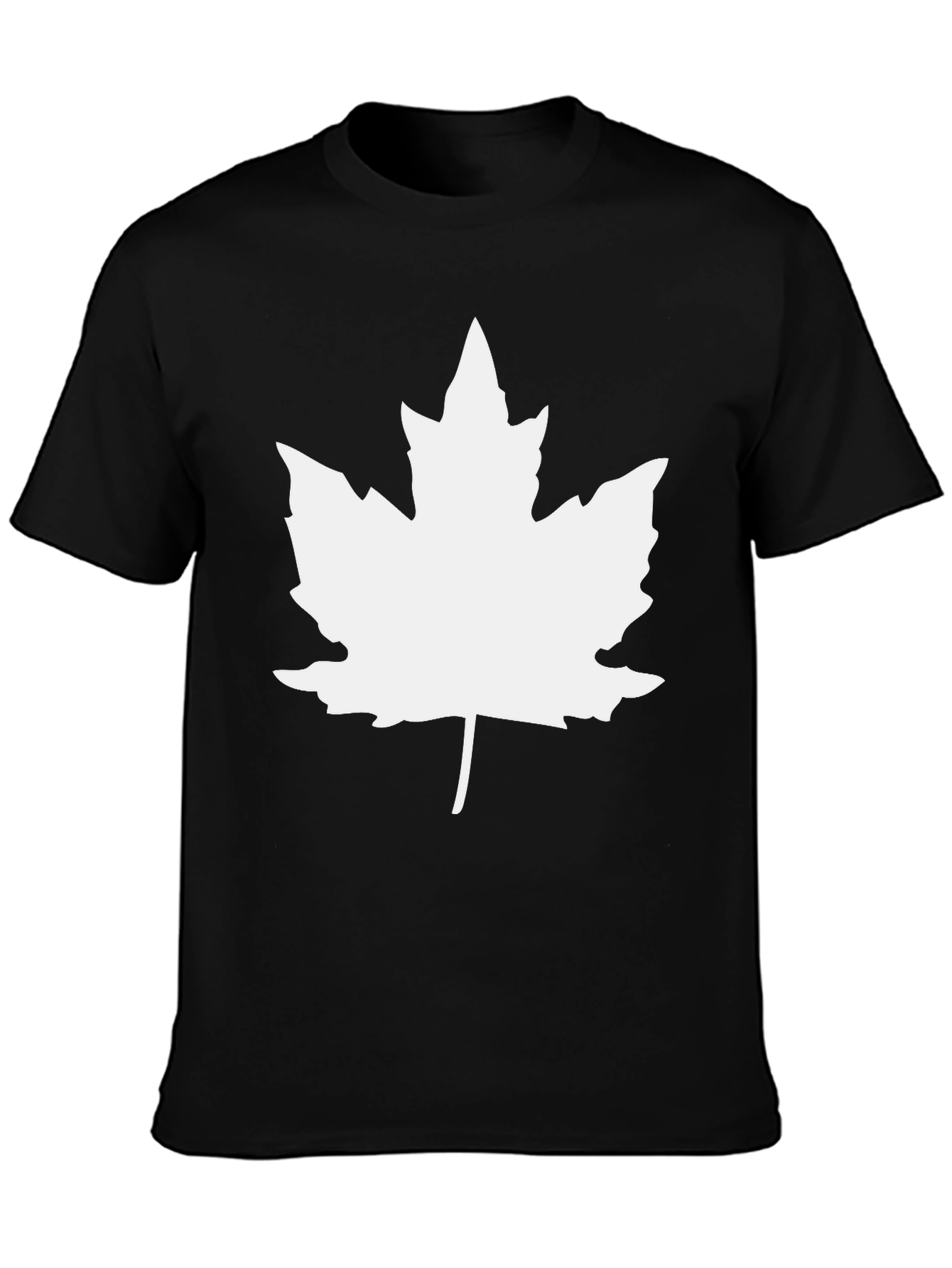 Maple Leaf Graphic Tee - Black Cotton Casual Shirt