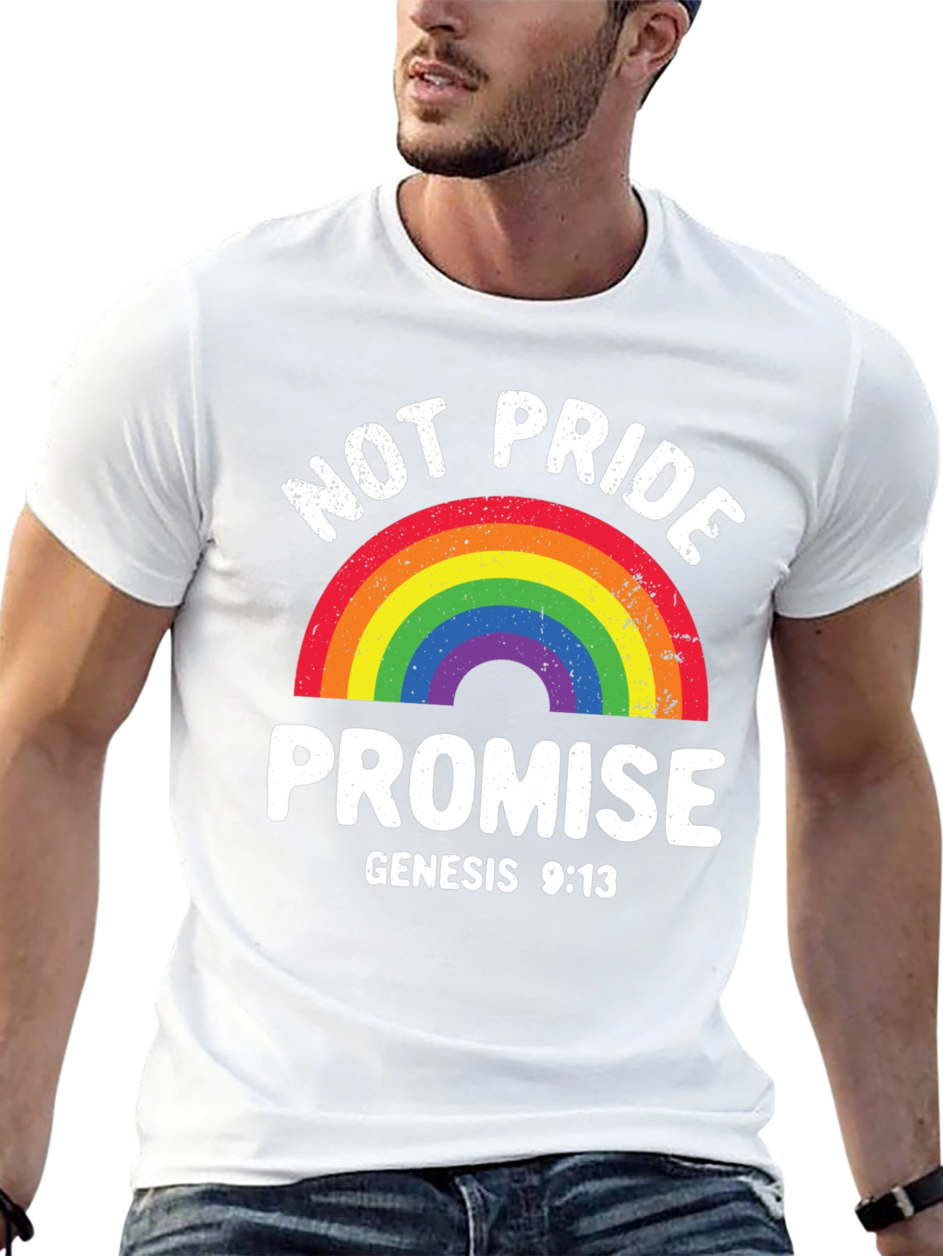 Not Pride Promise Rainbow T-Shirt Genesis 9:13