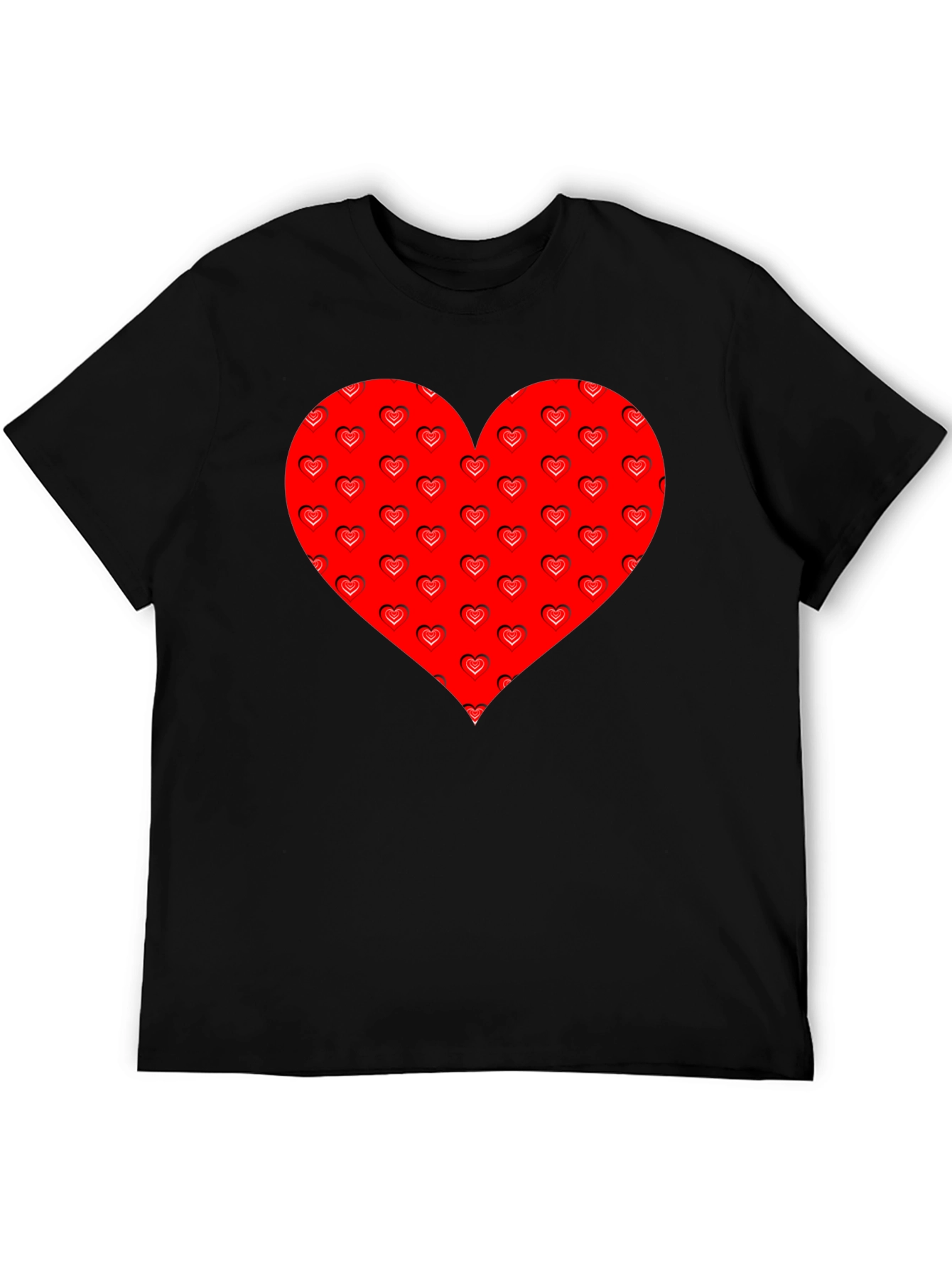 Heart Pattern Black T-Shirt