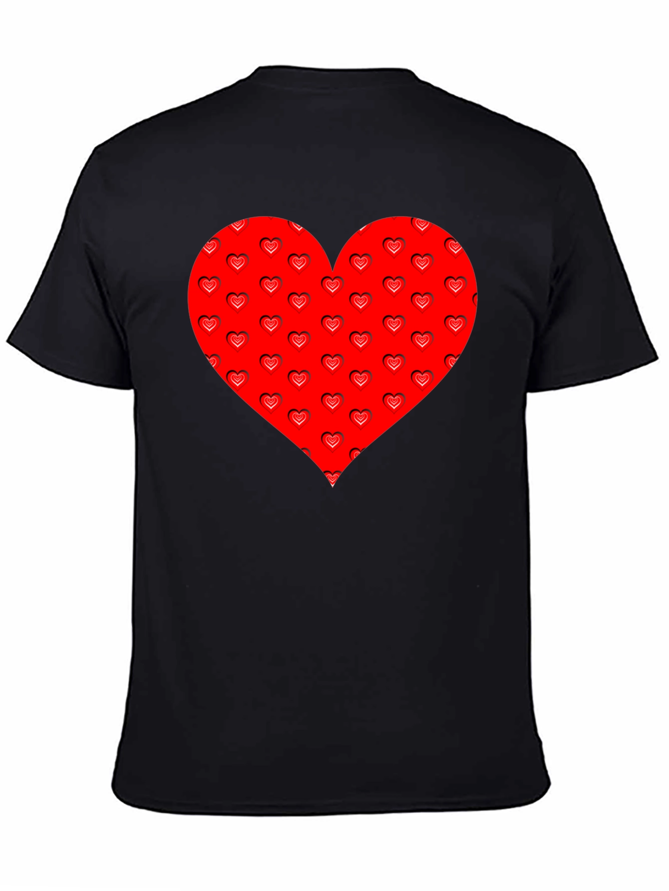 Heart Pattern Black T-Shirt