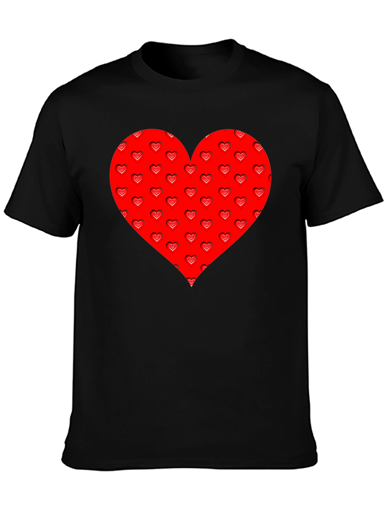 Heart Pattern Black T-Shirt