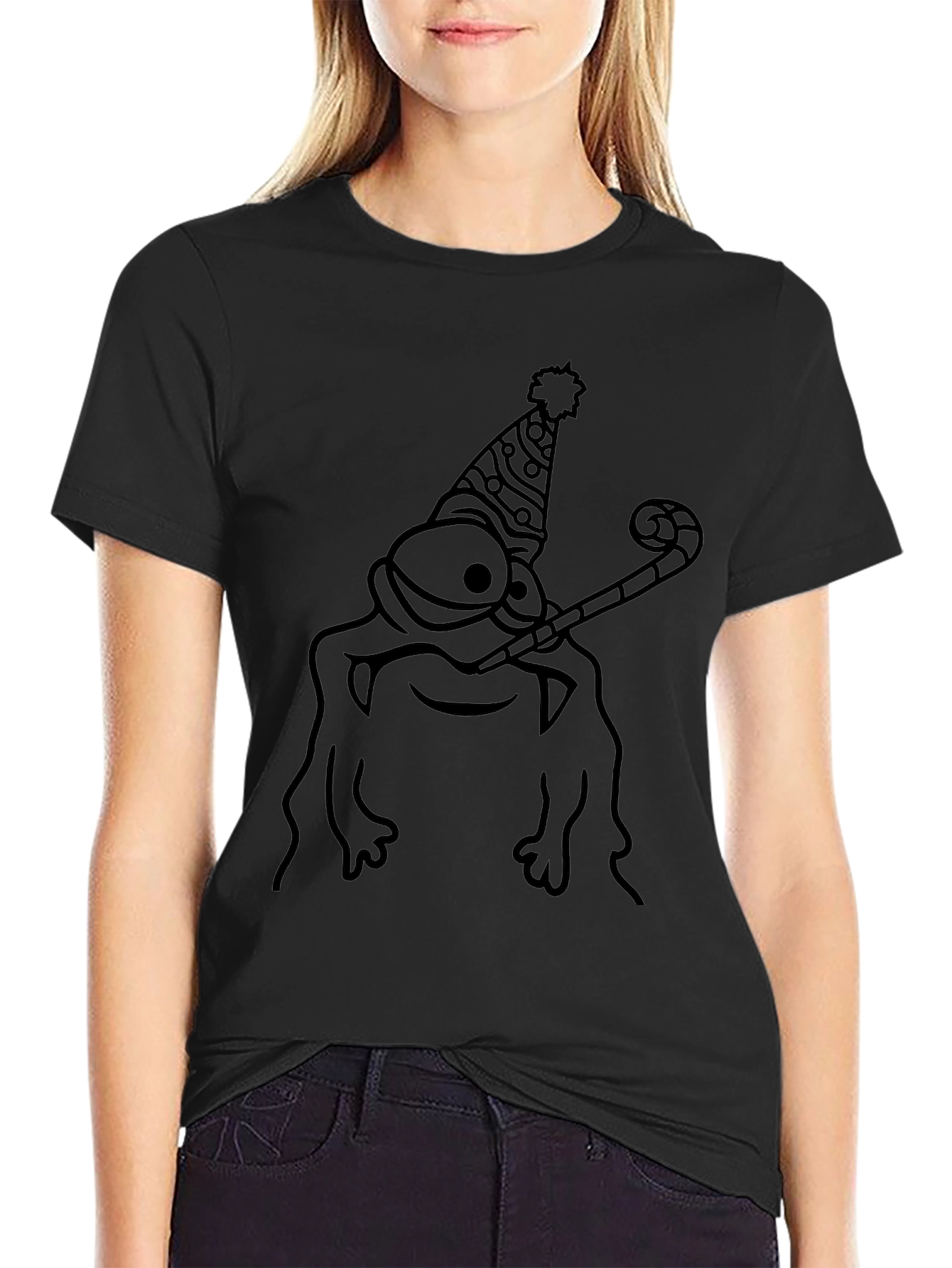 Party Frog Graphic Tee - Black Cotton T-Shirt
