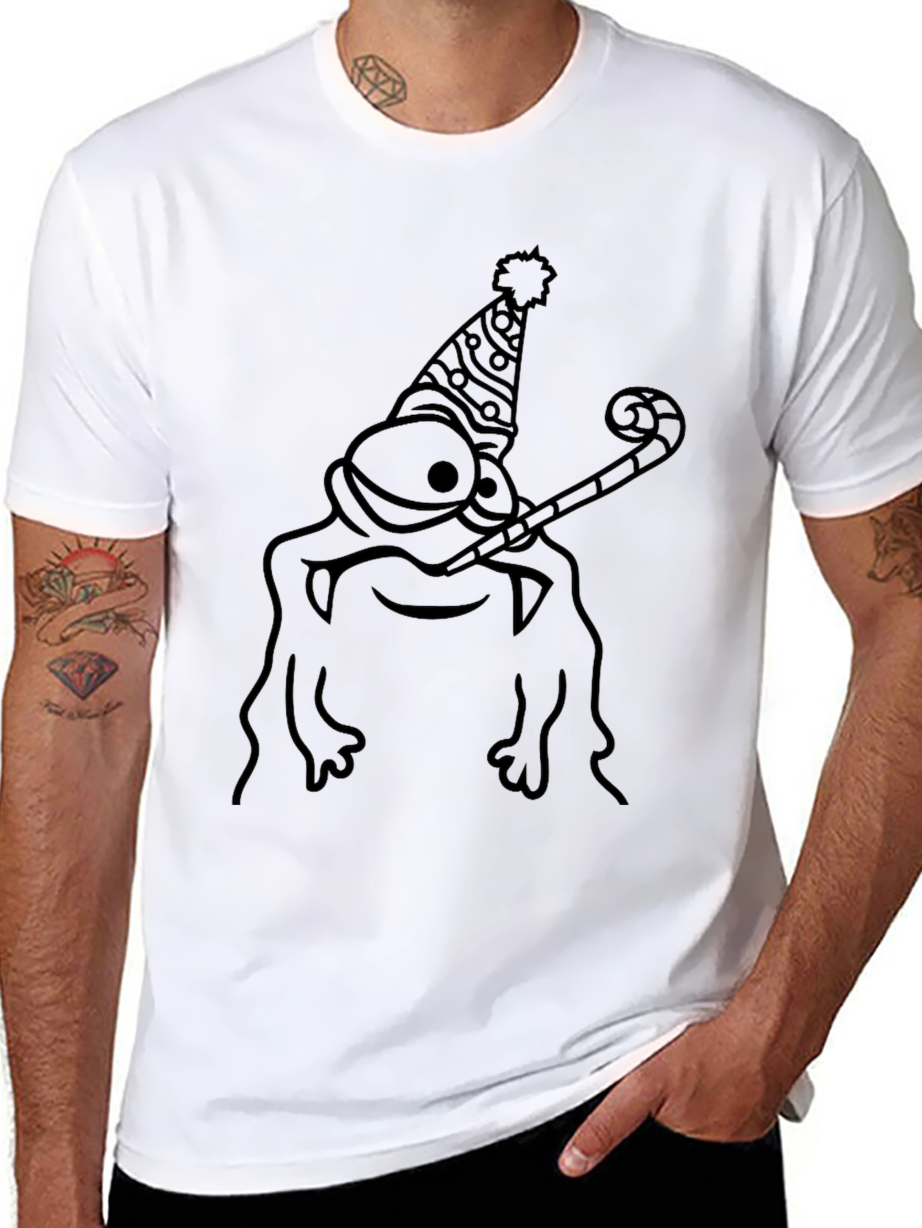 Party Frog Graphic Tee - Black Cotton T-Shirt