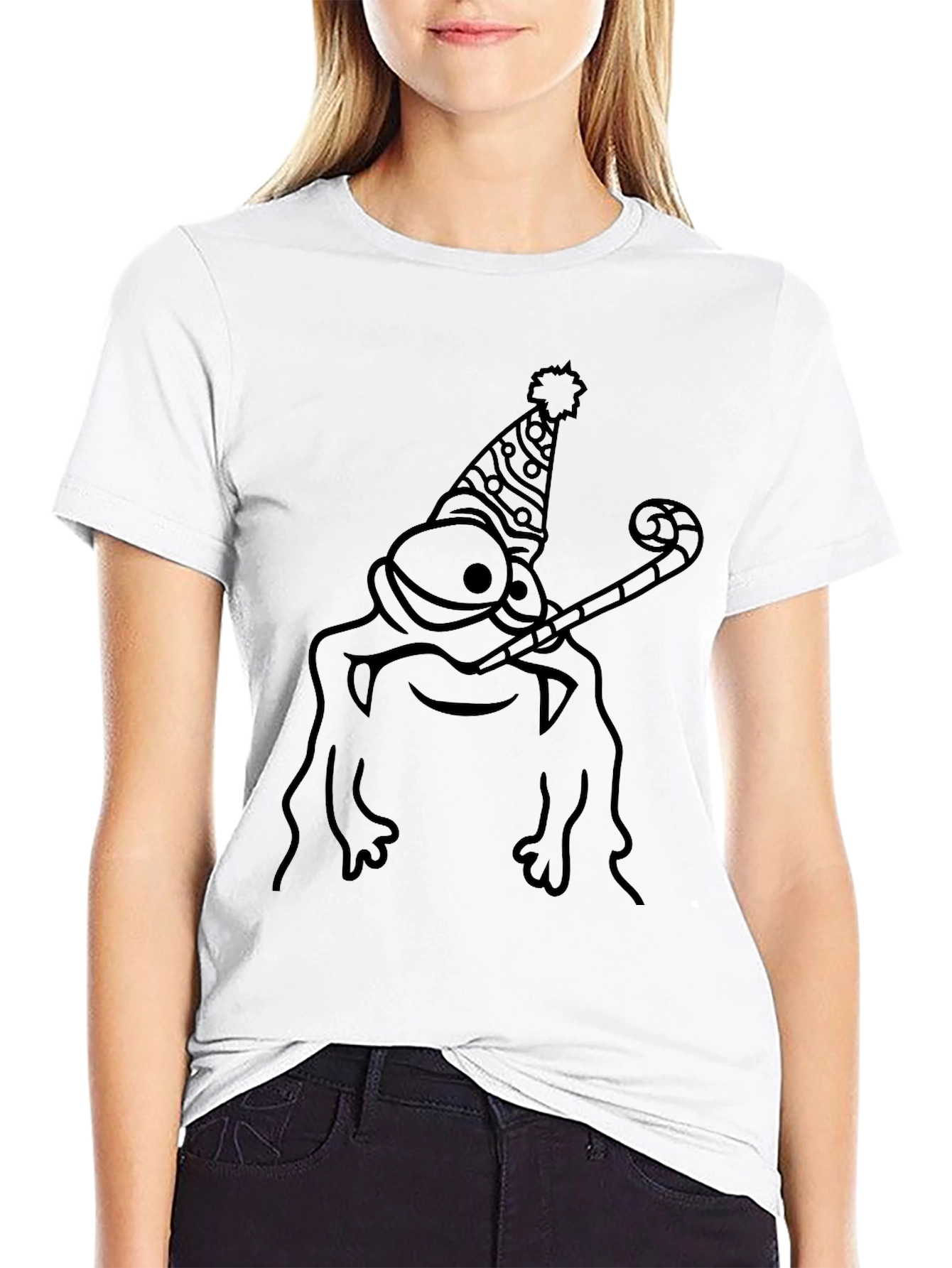 Party Frog Graphic Tee - Black Cotton T-Shirt