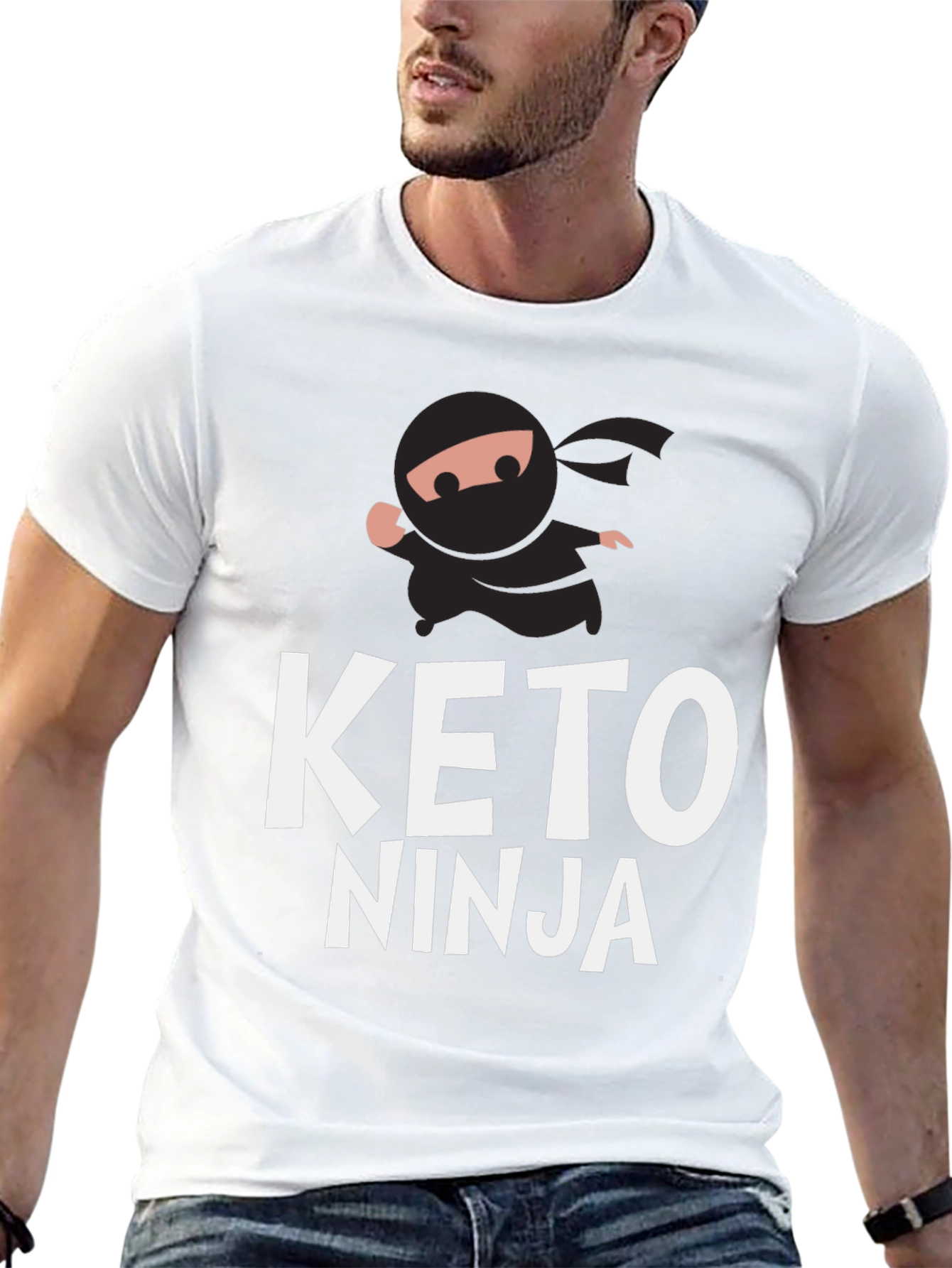 Keto Ninja Graphic T-Shirt - Black Cotton Tee