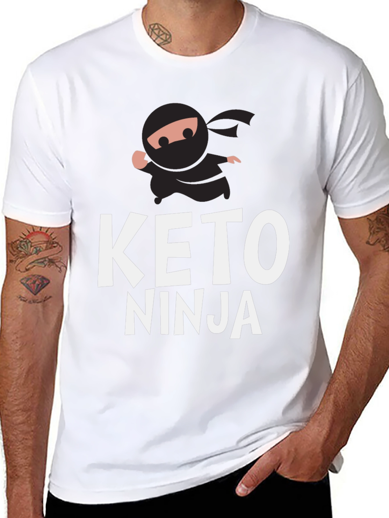 Keto Ninja Graphic T-Shirt - Black Cotton Tee