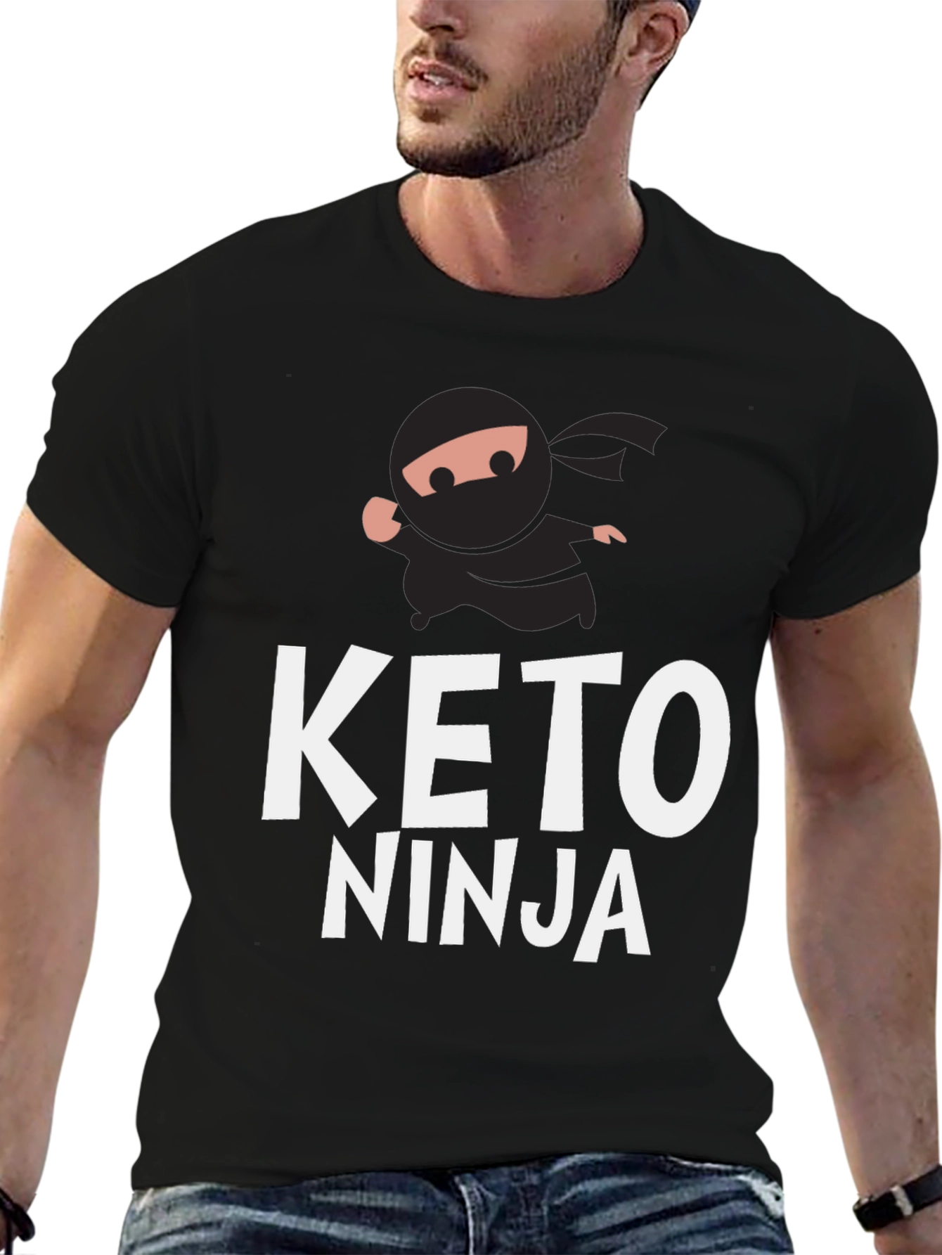 Keto Ninja Graphic T-Shirt - Black Cotton Tee