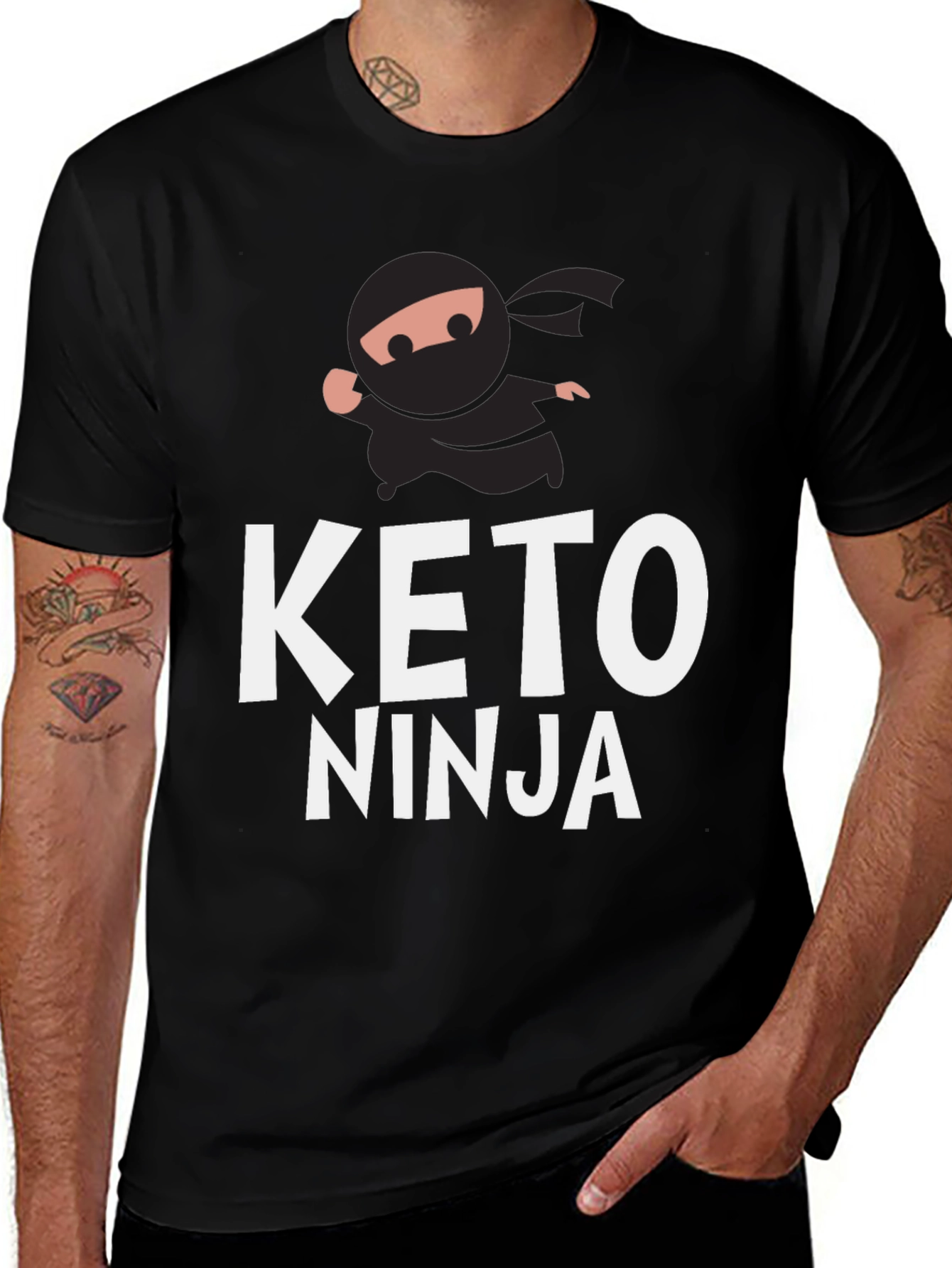 Keto Ninja Graphic T-Shirt - Black Cotton Tee