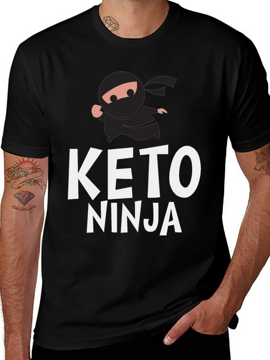 Keto Ninja Graphic T-Shirt - Black Cotton Tee