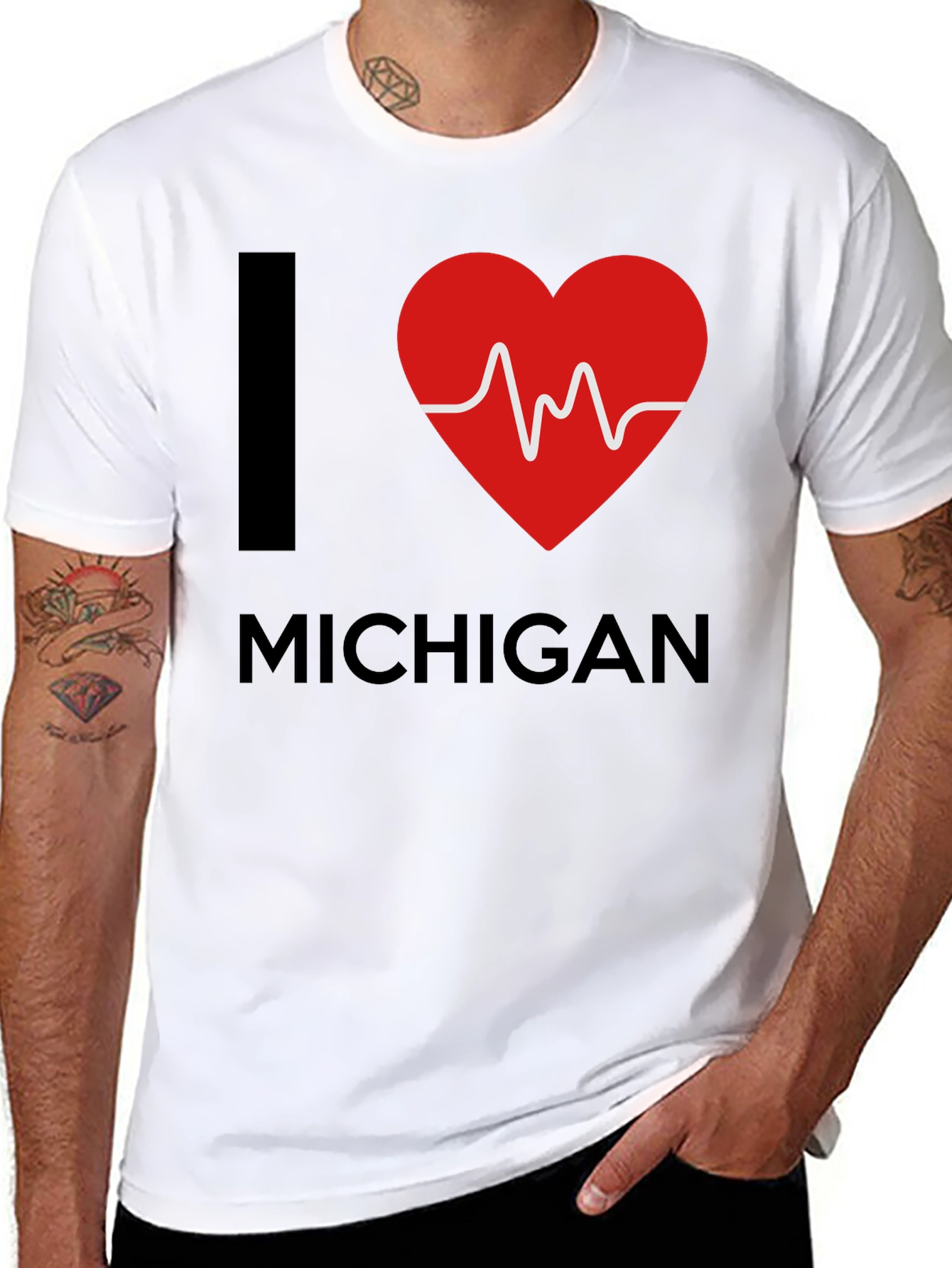 I Love Michigan Heartbeat T-Shirt
