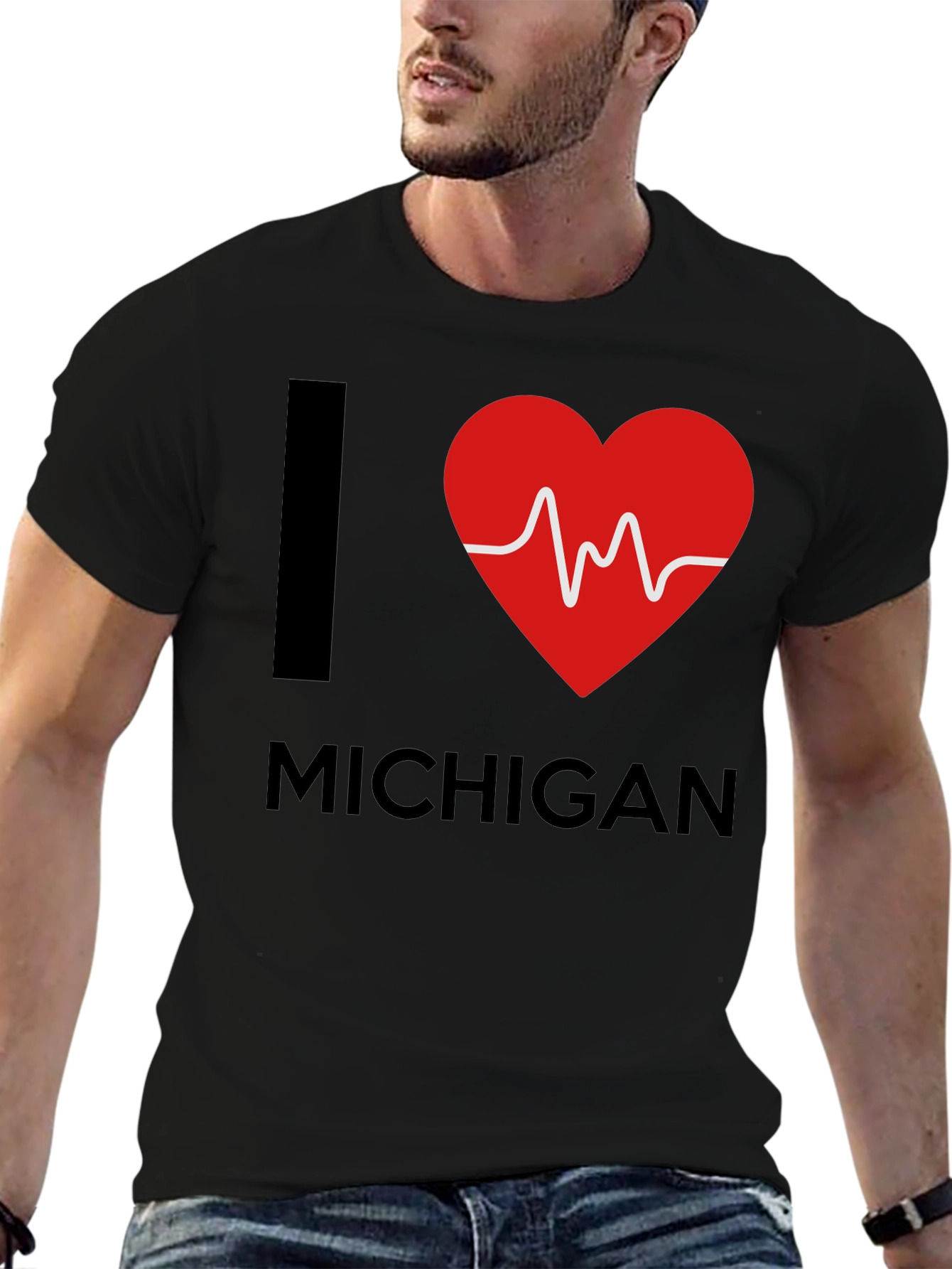 I Love Michigan Heartbeat T-Shirt