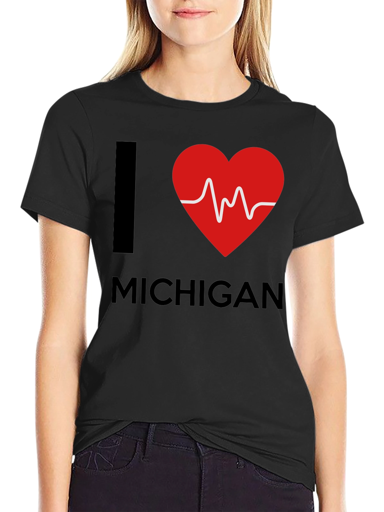 I Love Michigan Heartbeat T-Shirt