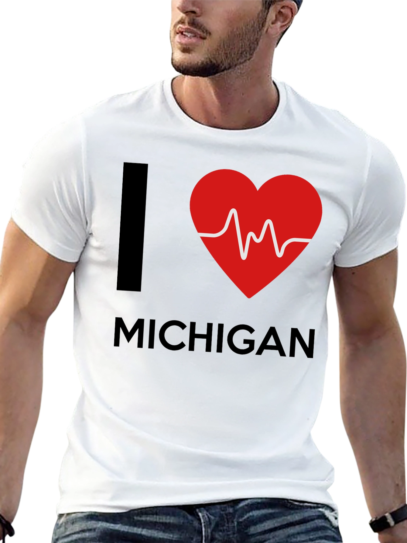I Love Michigan Heartbeat T-Shirt