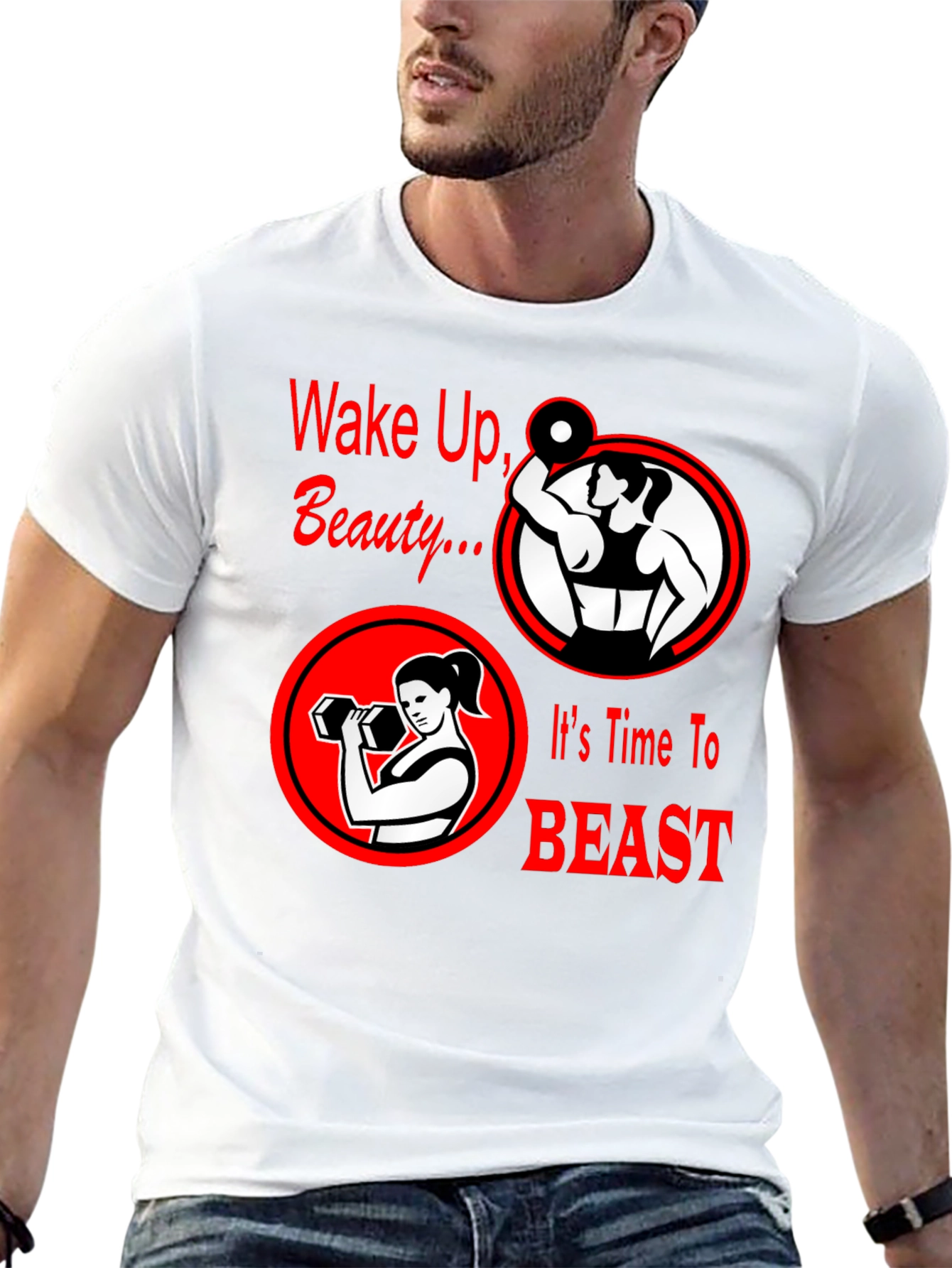 Wake Up Beast Graphic Tee - Fitness Motivation Shirt