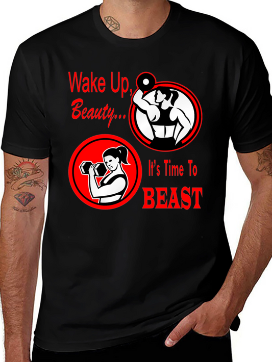 Wake Up Beast Graphic Tee - Fitness Motivation Shirt