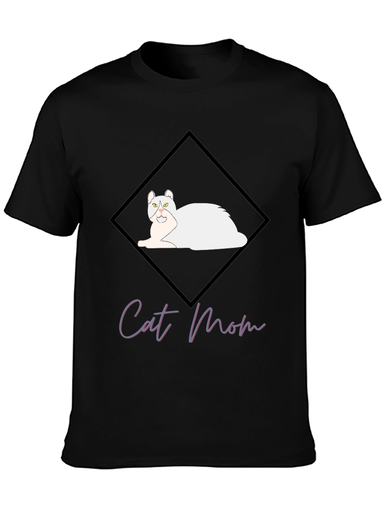 Cat Mom Graphic Tee - Black Cotton T-Shirt