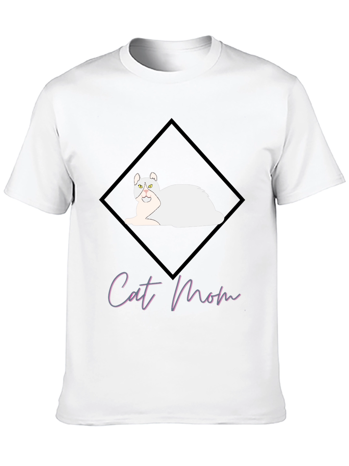 Cat Mom Graphic Tee - Black Cotton T-Shirt