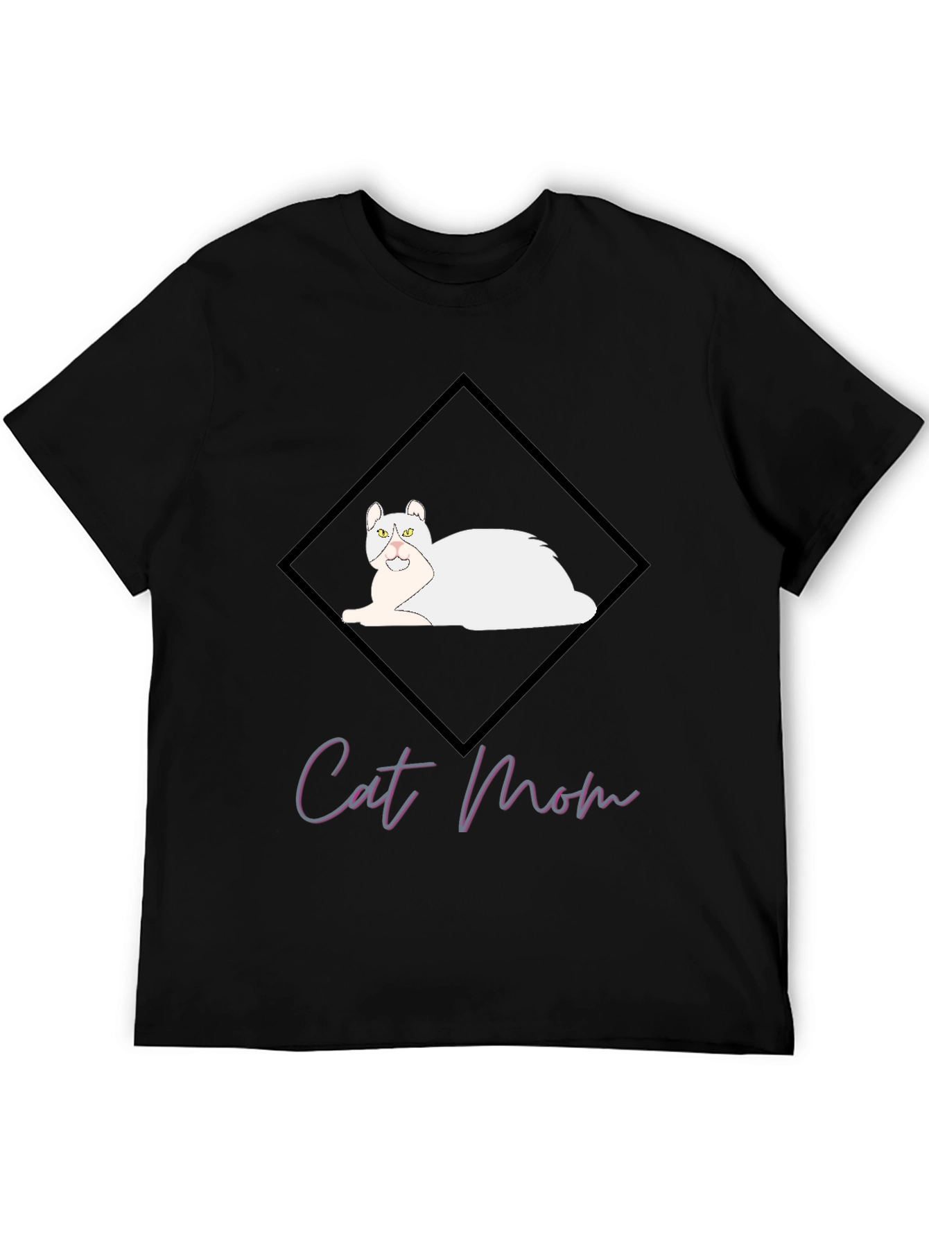 Cat Mom Graphic Tee - Black Cotton T-Shirt