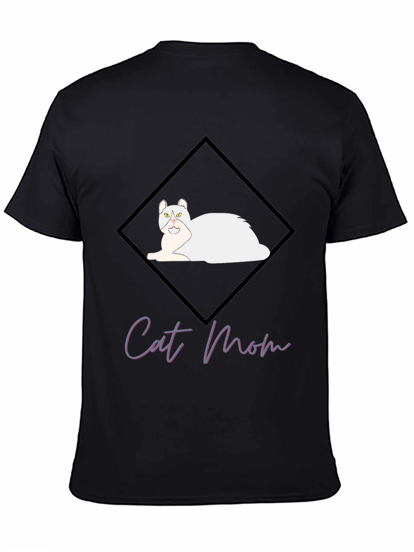 Cat Mom Graphic Tee - Black Cotton T-Shirt