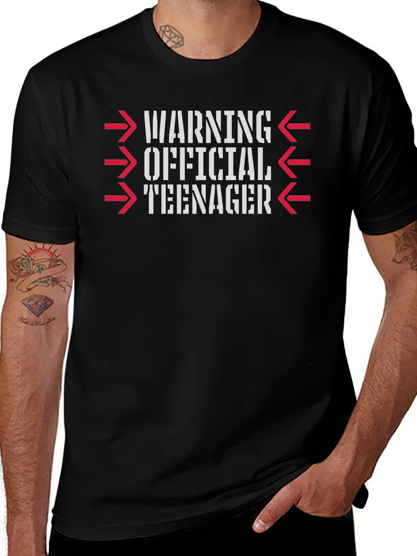 Warning Official Teenager Black Graphic T-Shirt