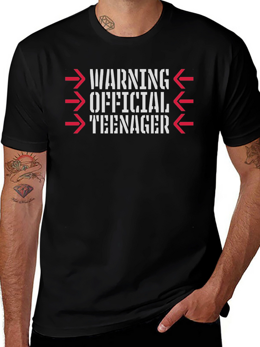 Warning Official Teenager Black Graphic T-Shirt