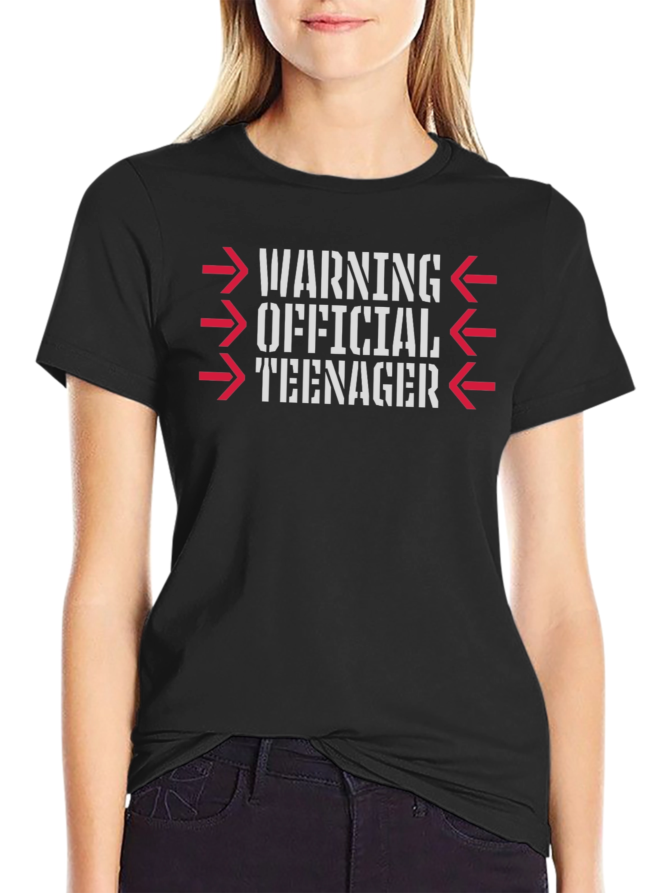 Warning Official Teenager Black Graphic T-Shirt