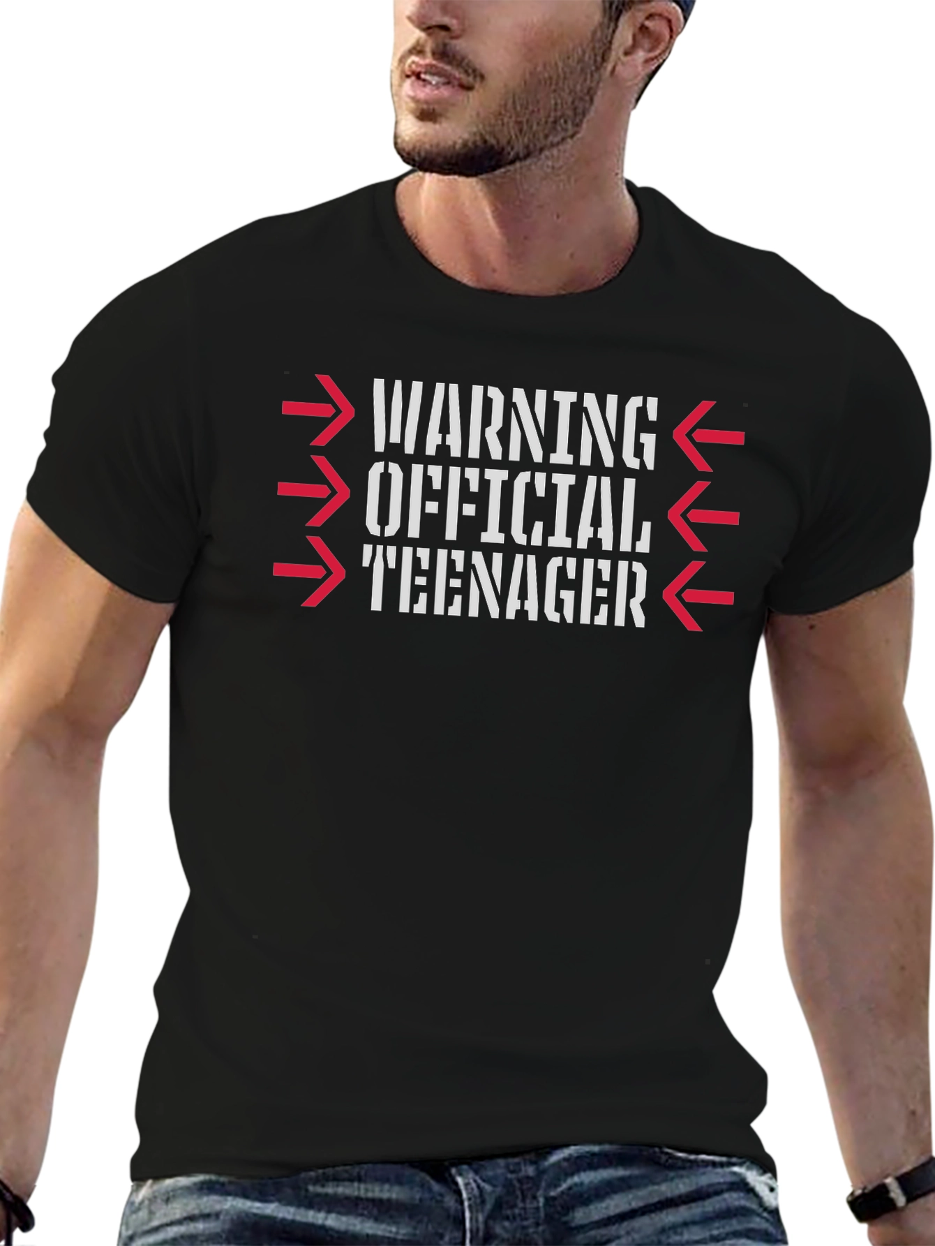 Warning Official Teenager Black Graphic T-Shirt