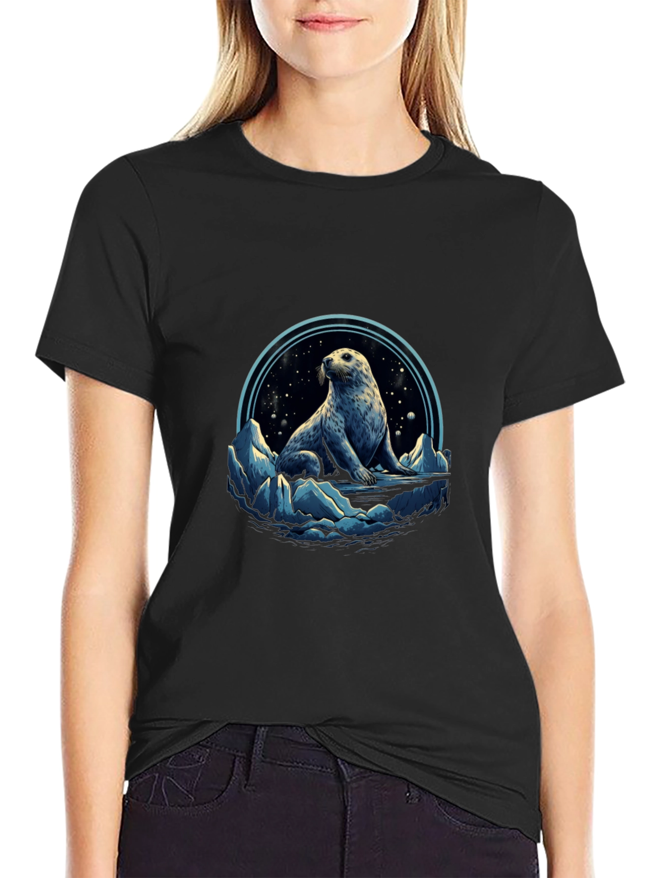 Arctic Seal Graphic Tee - Black