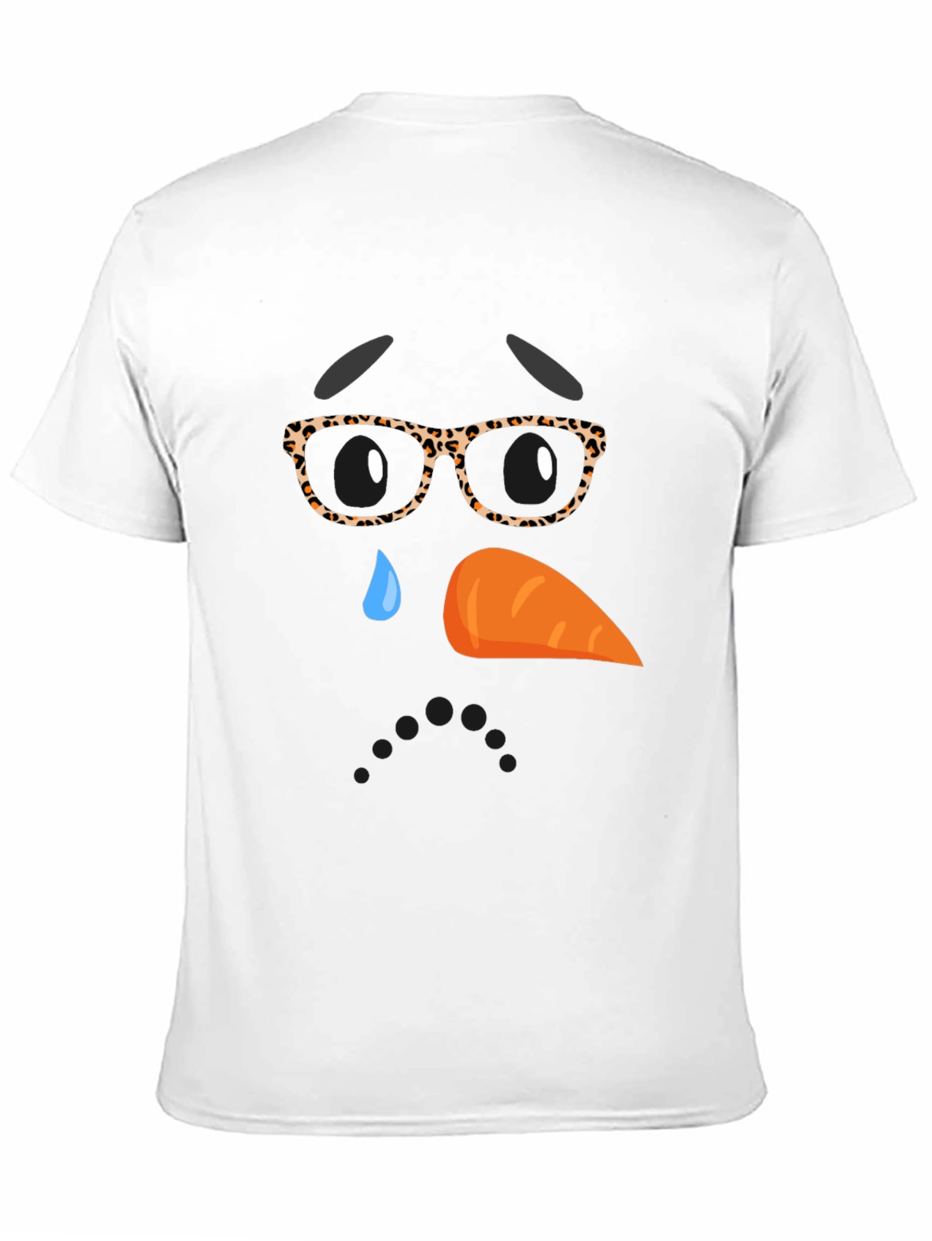 Sad Snowman Face Graphic T-Shirt