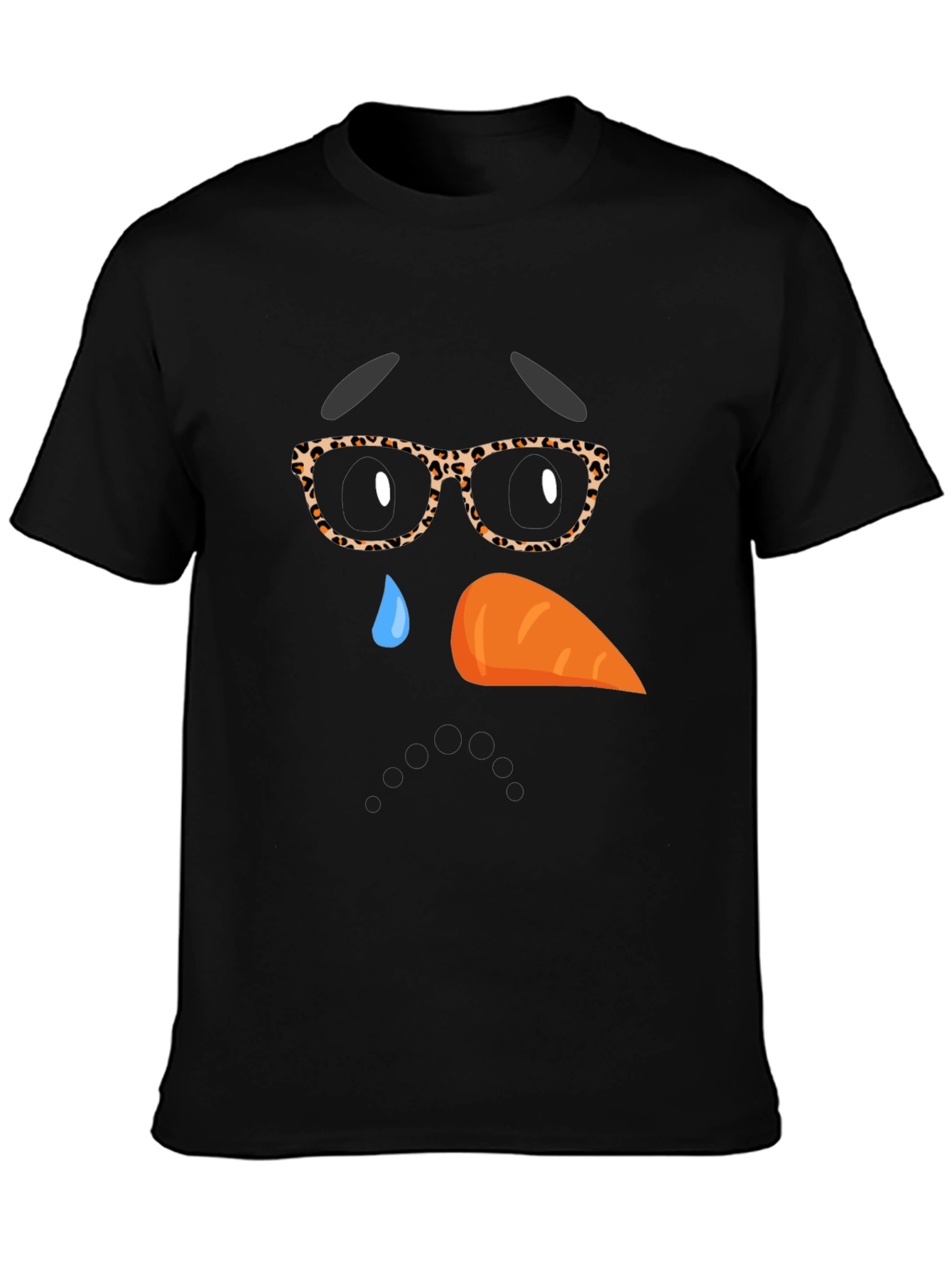 Sad Snowman Face Graphic T-Shirt