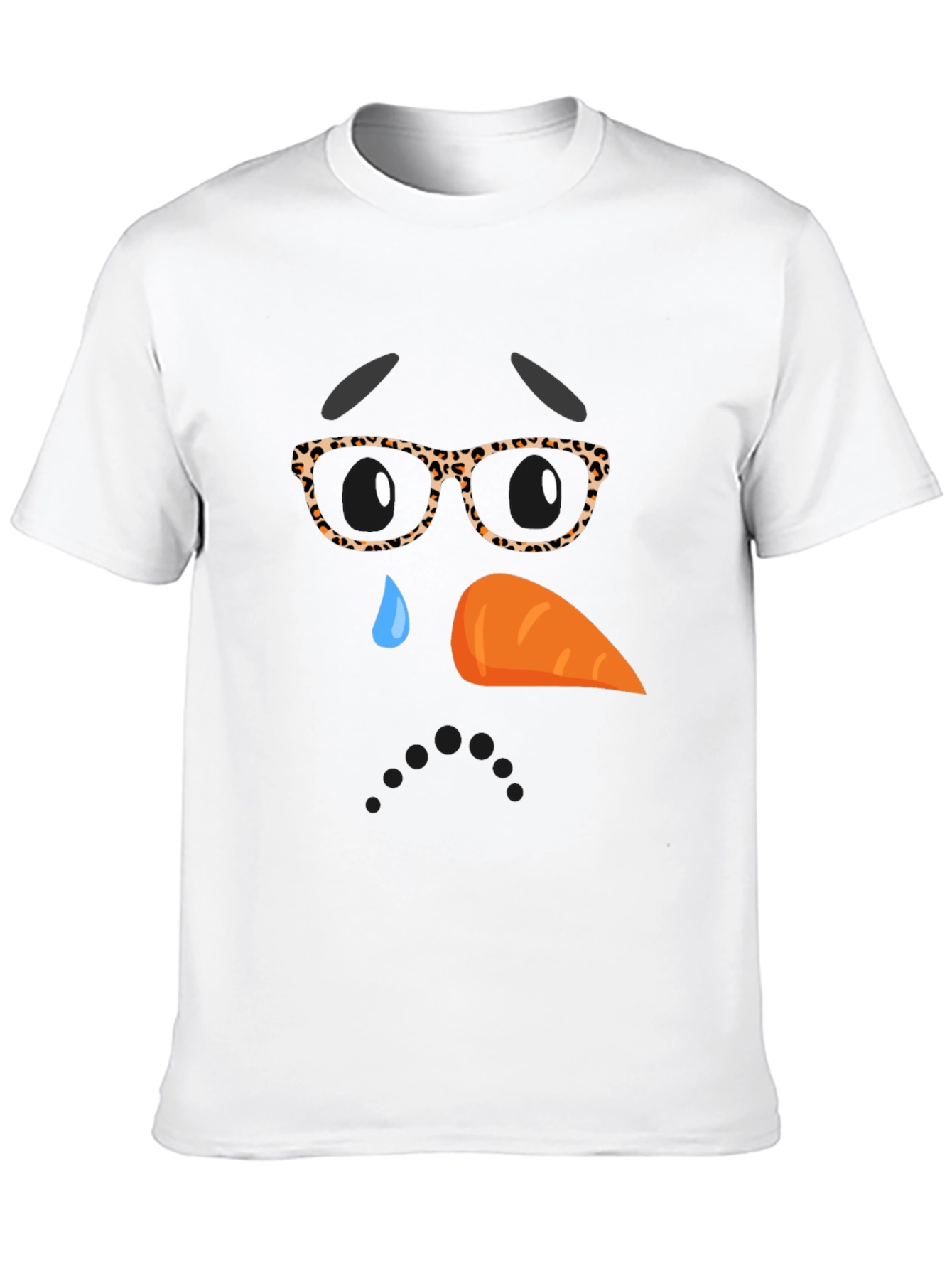 Sad Snowman Face Graphic T-Shirt