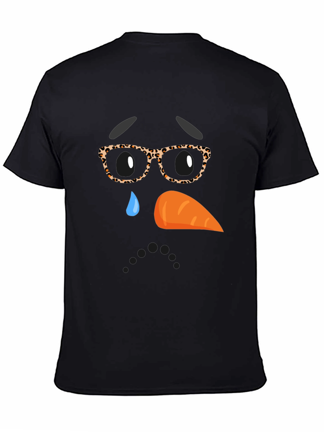 Sad Snowman Face Graphic T-Shirt