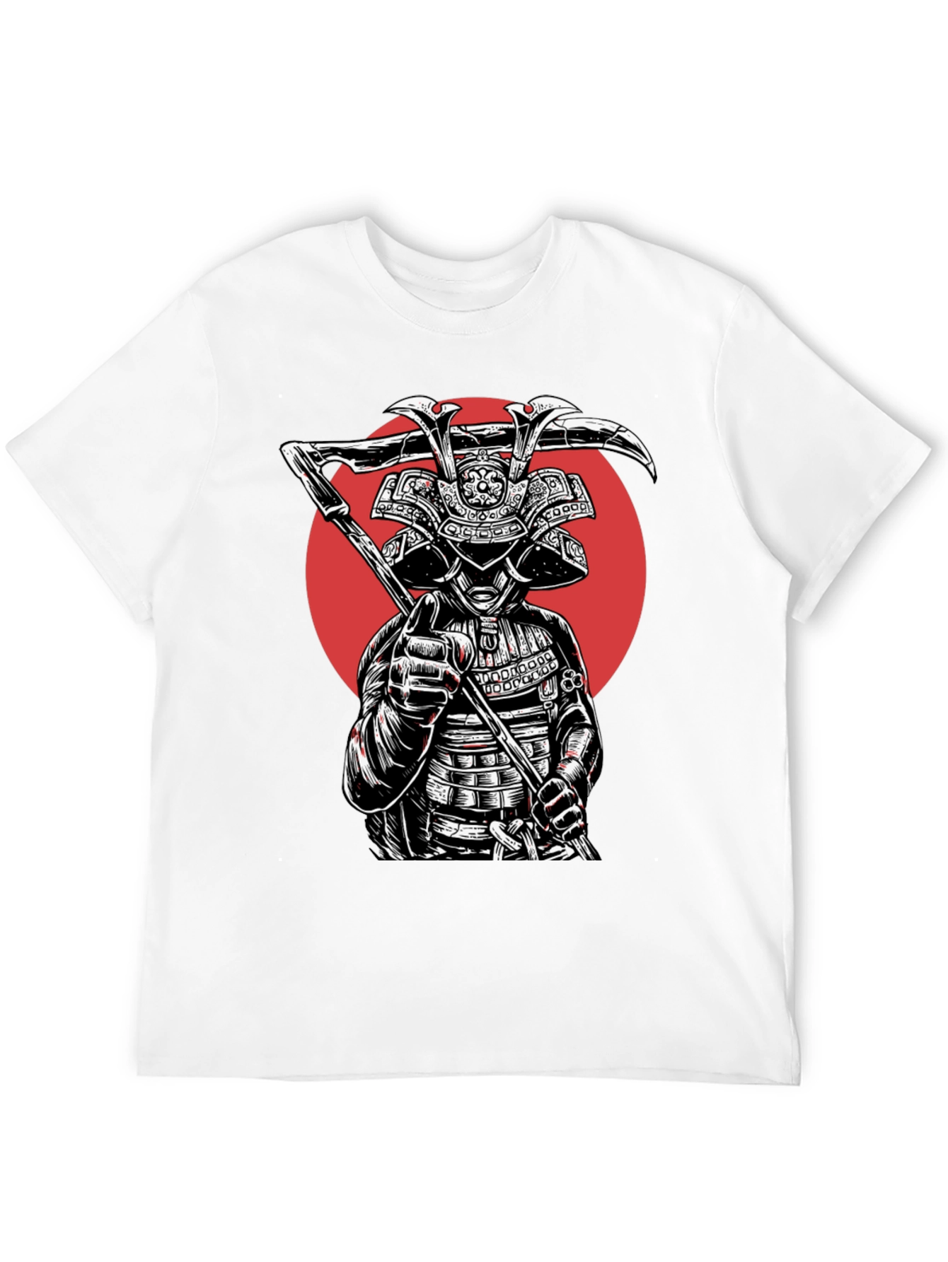Samurai Warrior Graphic Tee - Black Cotton Blend
